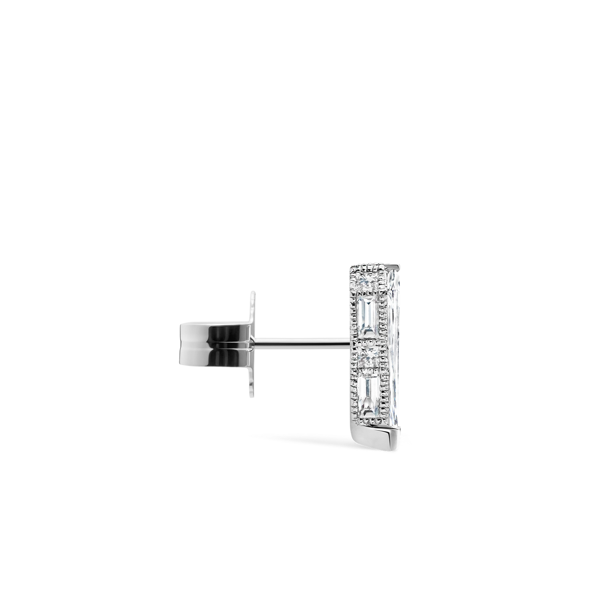 Engraved Silhouette Diamond Stud Earring
