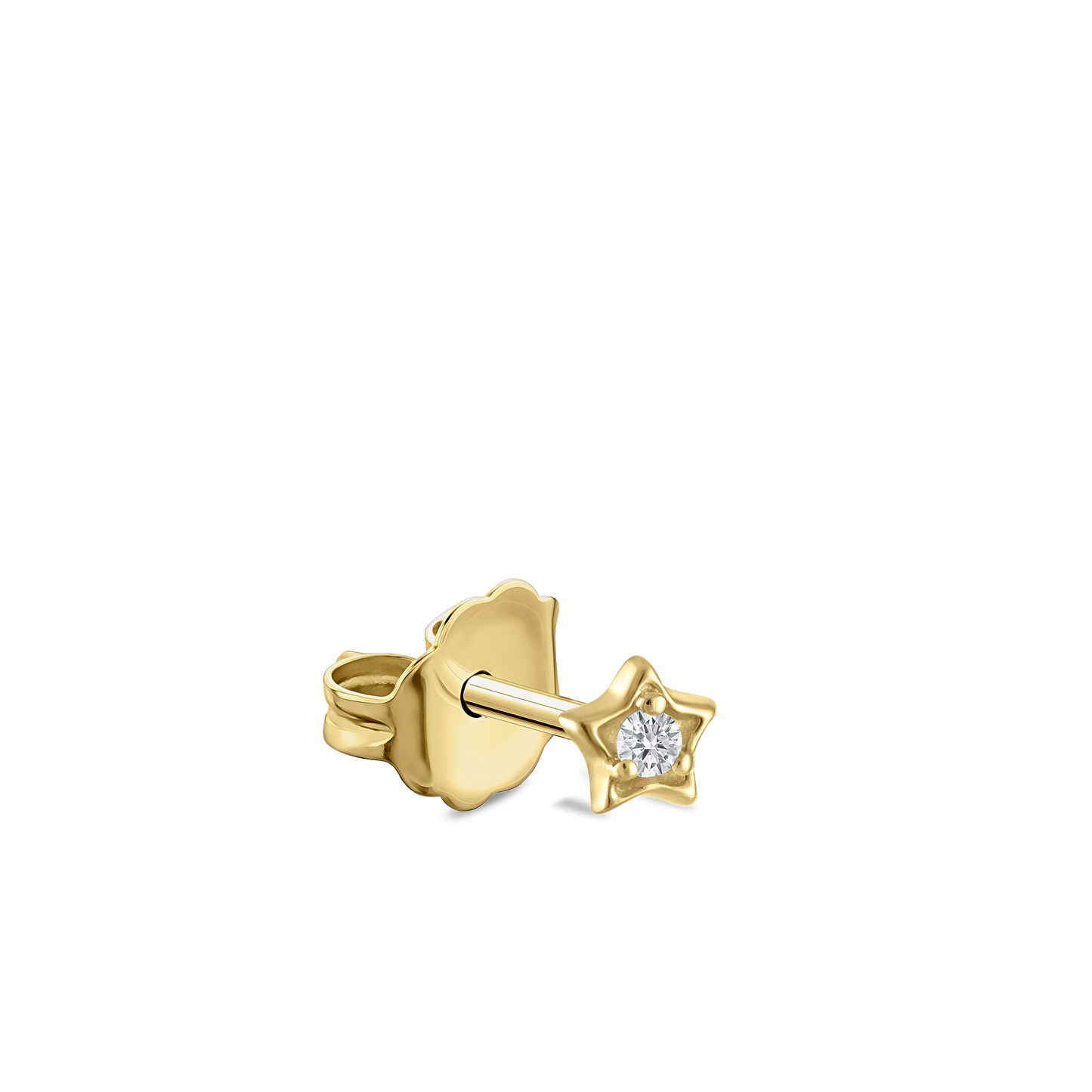 Diamond Solitaire Star Stud Earring