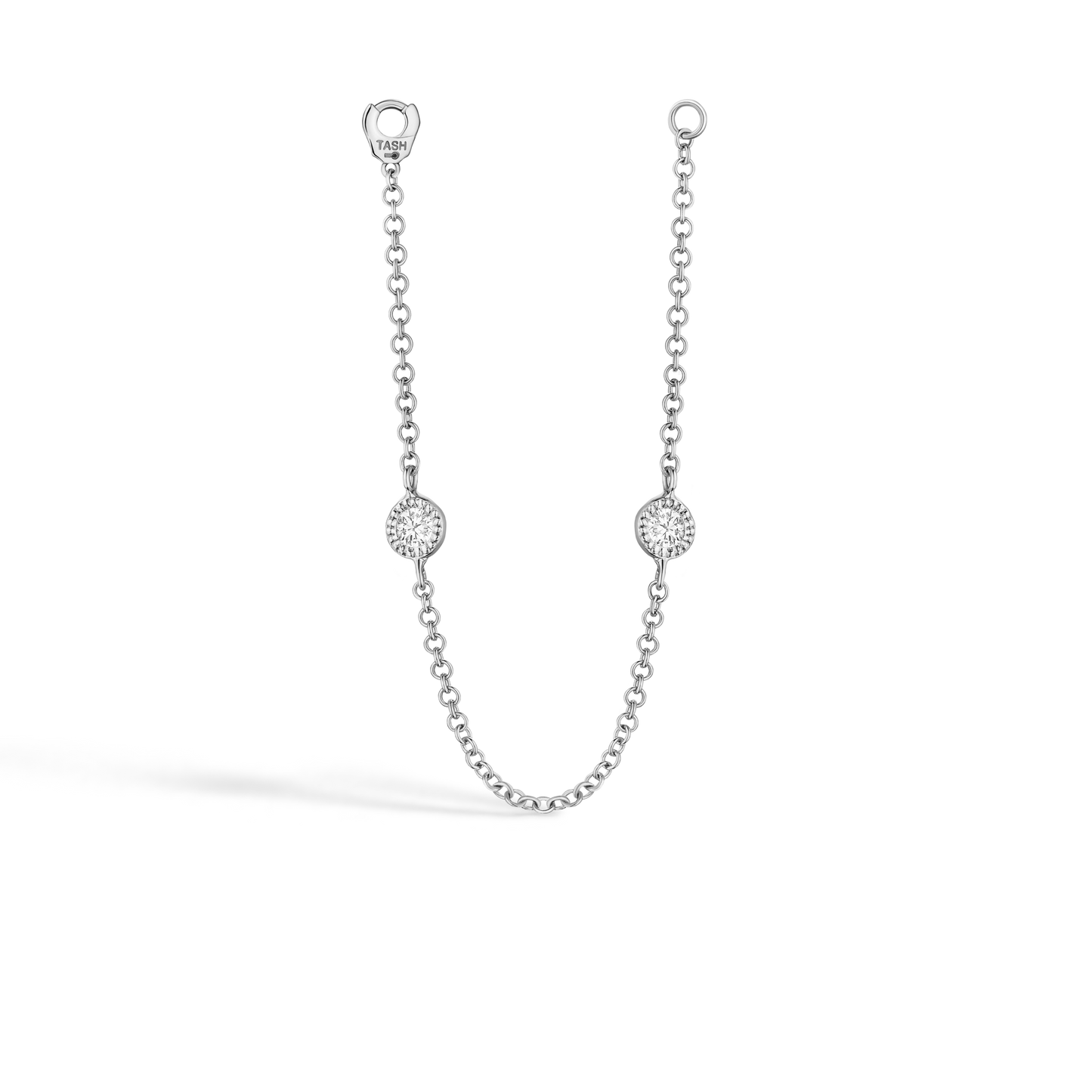 Double Scallop Set Diamond Chain Connecting Charm