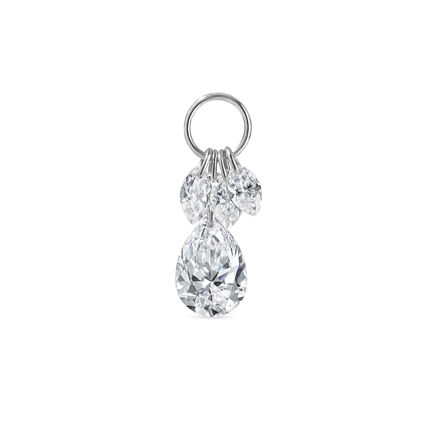 Floating Pear Diamond Plume Charm