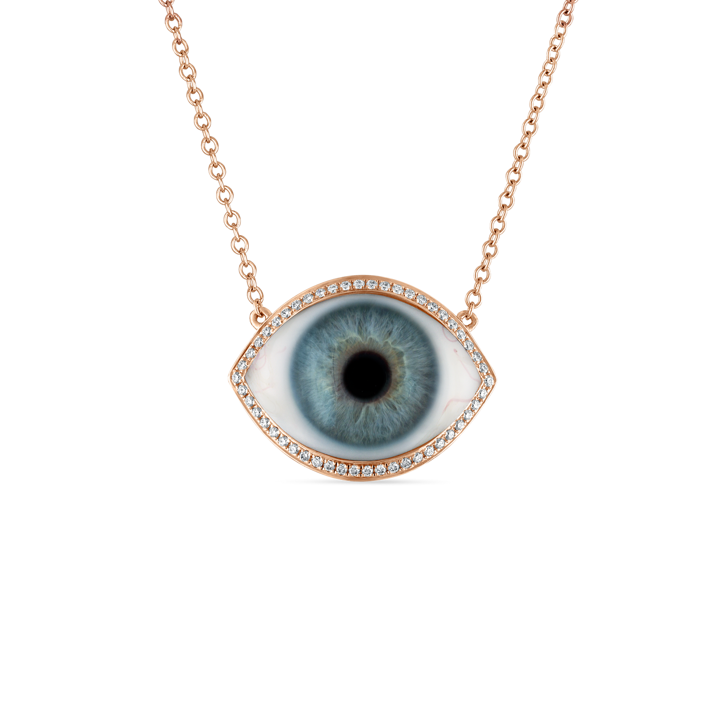 Diamond Halo Eye Necklace