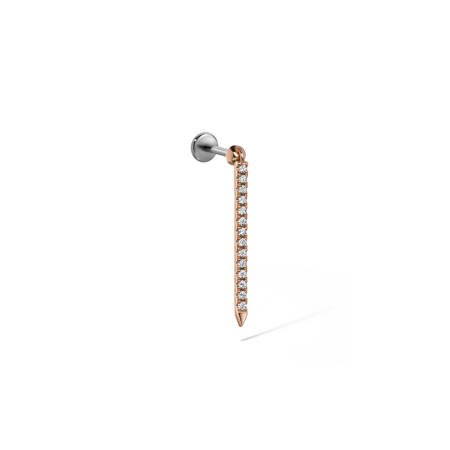 Diamond Eternity Bar Charm Threaded Stud Earring With Titanium Backing
