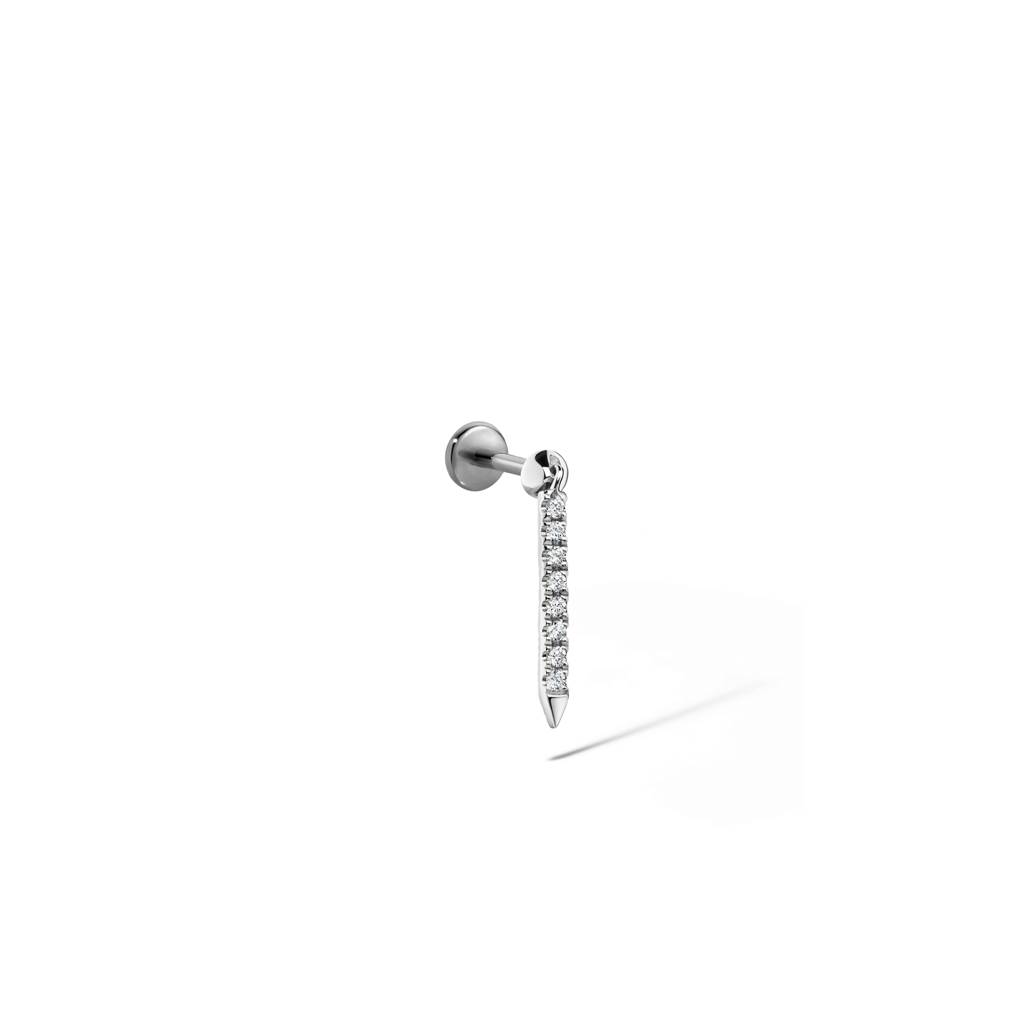 Diamond Eternity Bar Charm Threaded Stud Earring With Titanium Backing