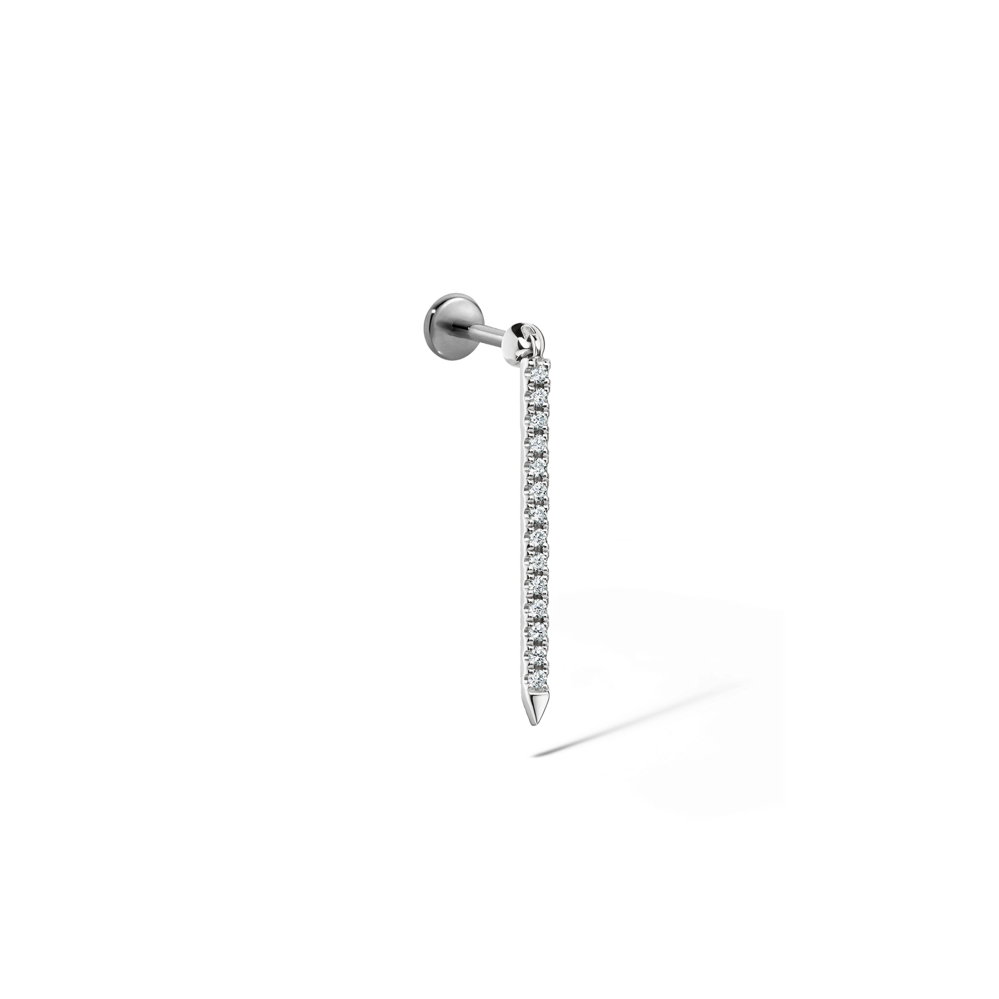 Diamond Eternity Bar Charm Threaded Stud Earring With Titanium Backing
