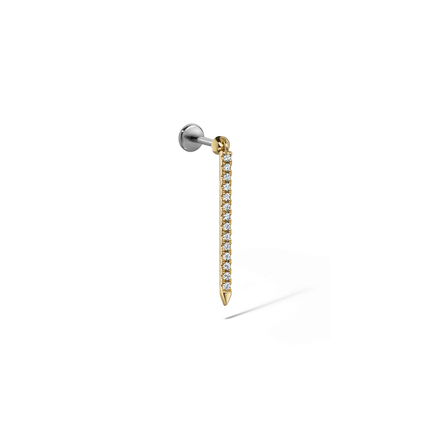 Diamond Eternity Bar Charm Threaded Stud Earring With Titanium Backing