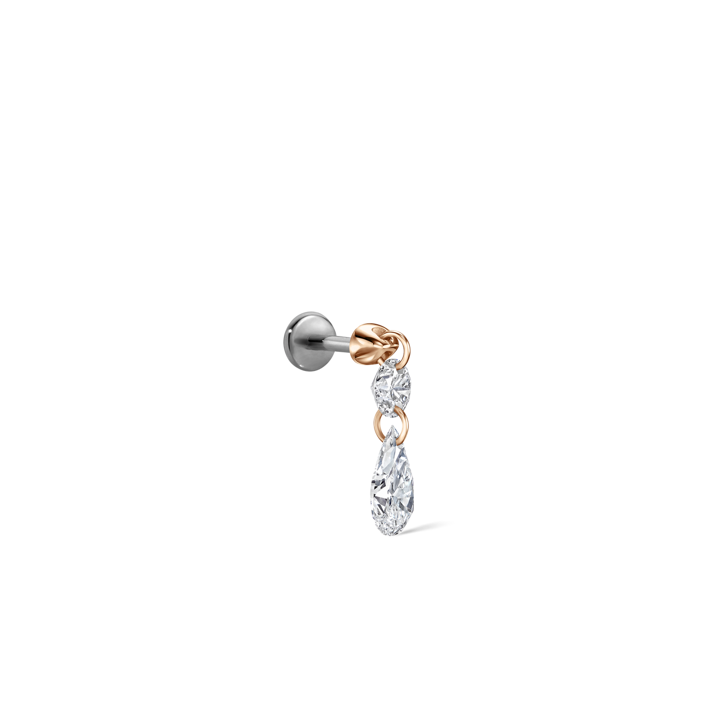 Floating Double Diamond Threaded Charm Earring With Titanium Backing