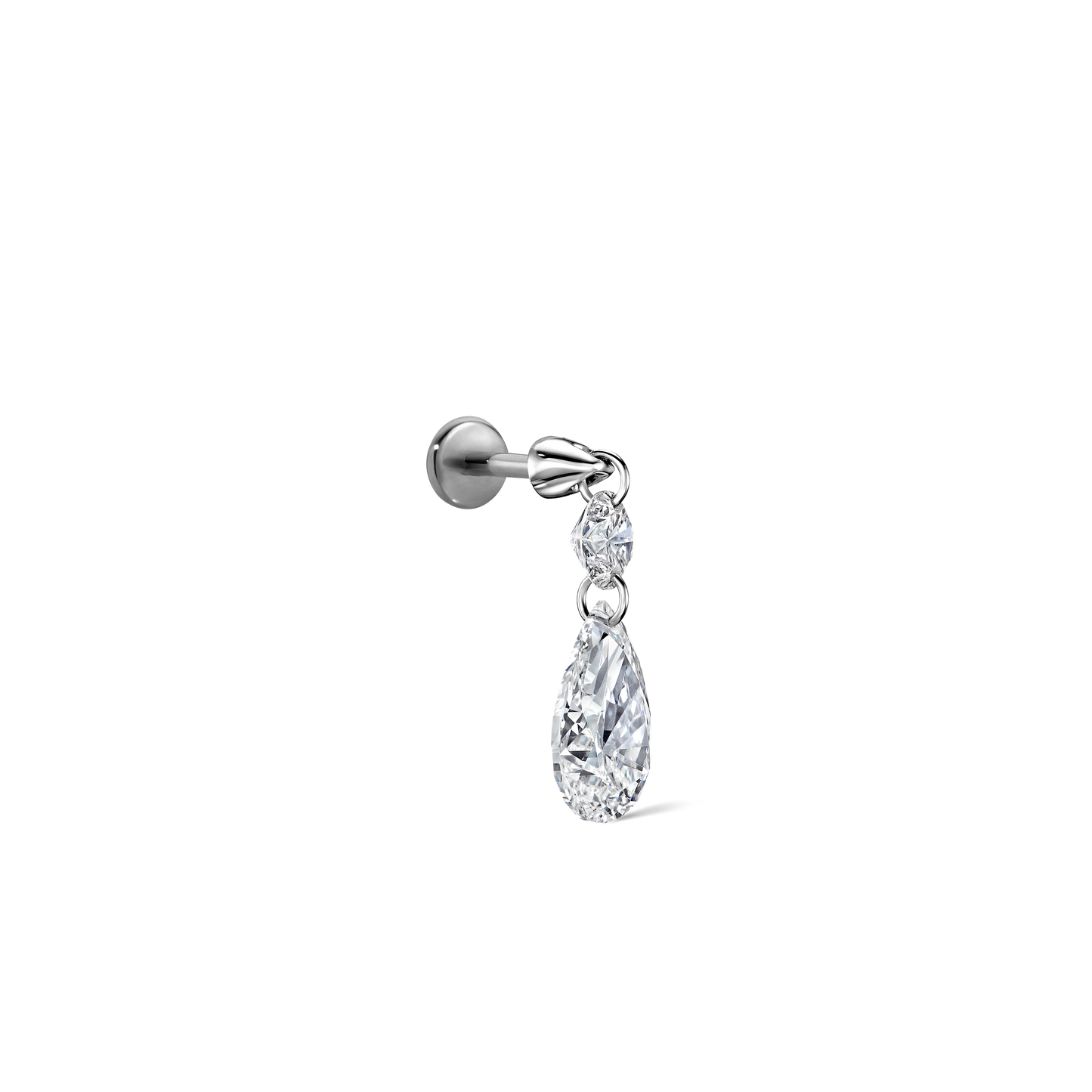 Floating Double Diamond Threaded Charm Earring With Titanium Backing