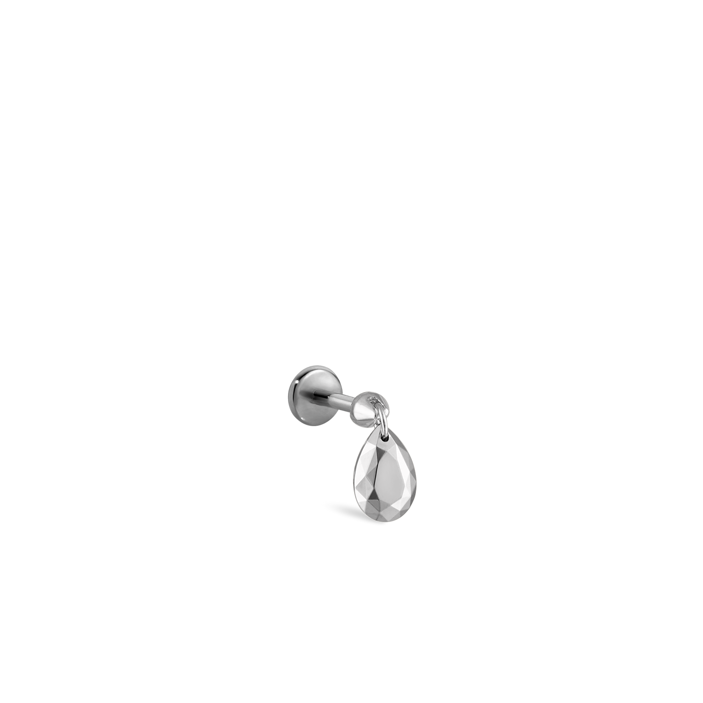 Faceted Gold Pear Threaded Charm Earring With Titanium Backing