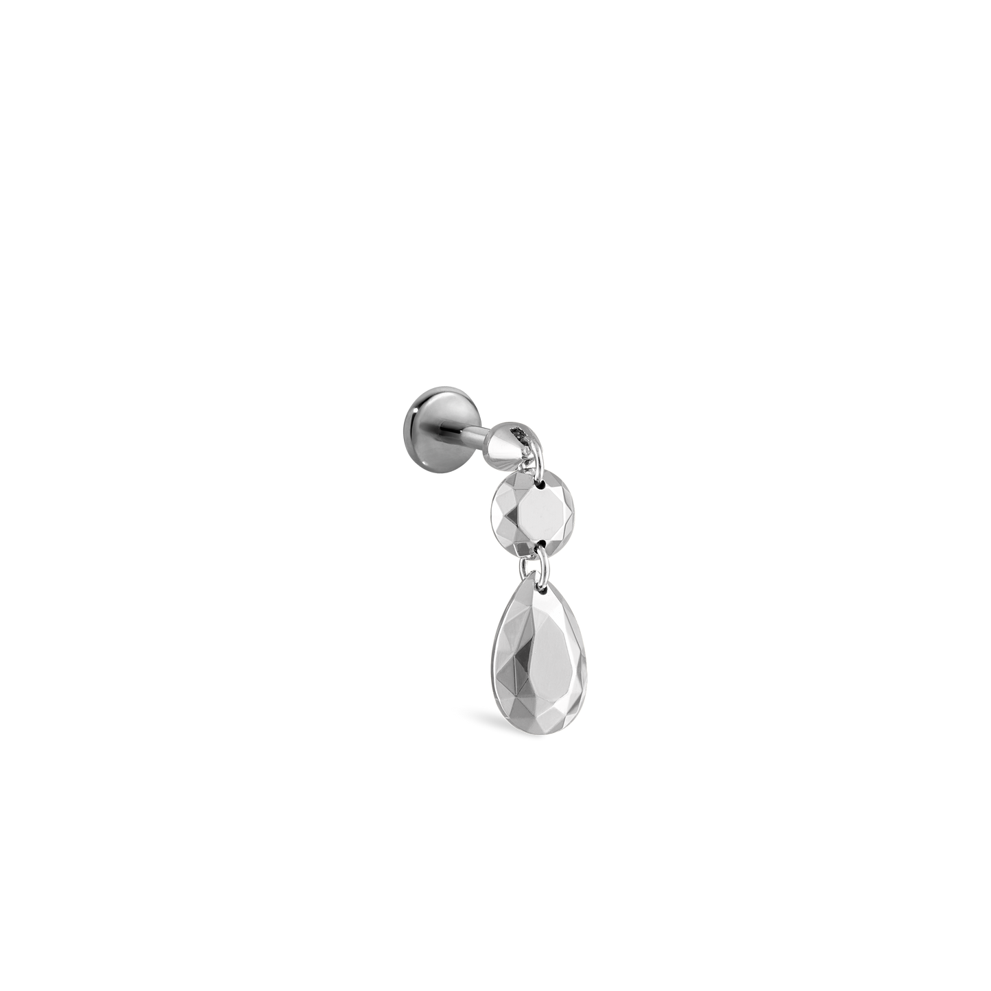 Double Faceted Gold Threaded Charm Stud Earring With Titanium Backing