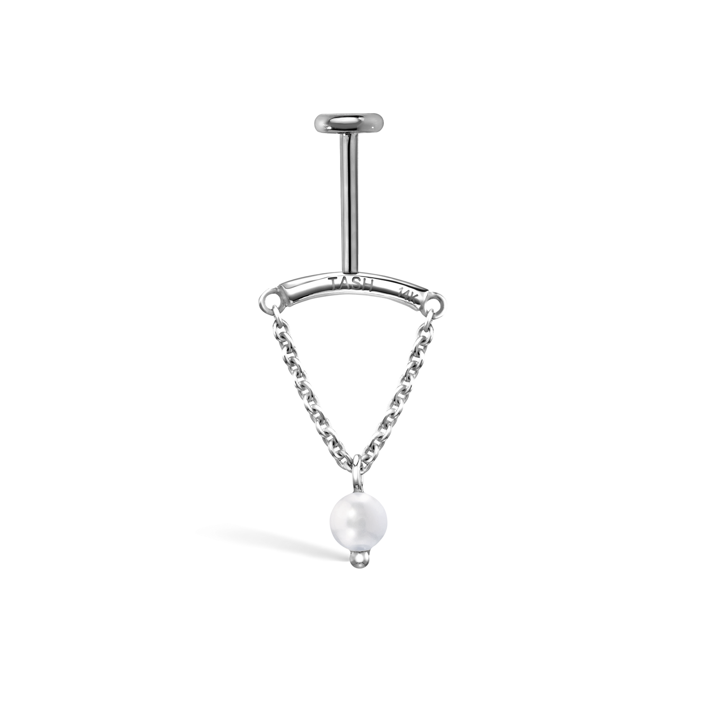 Pearl Drape Threaded Stud Earring With Titanium Backing