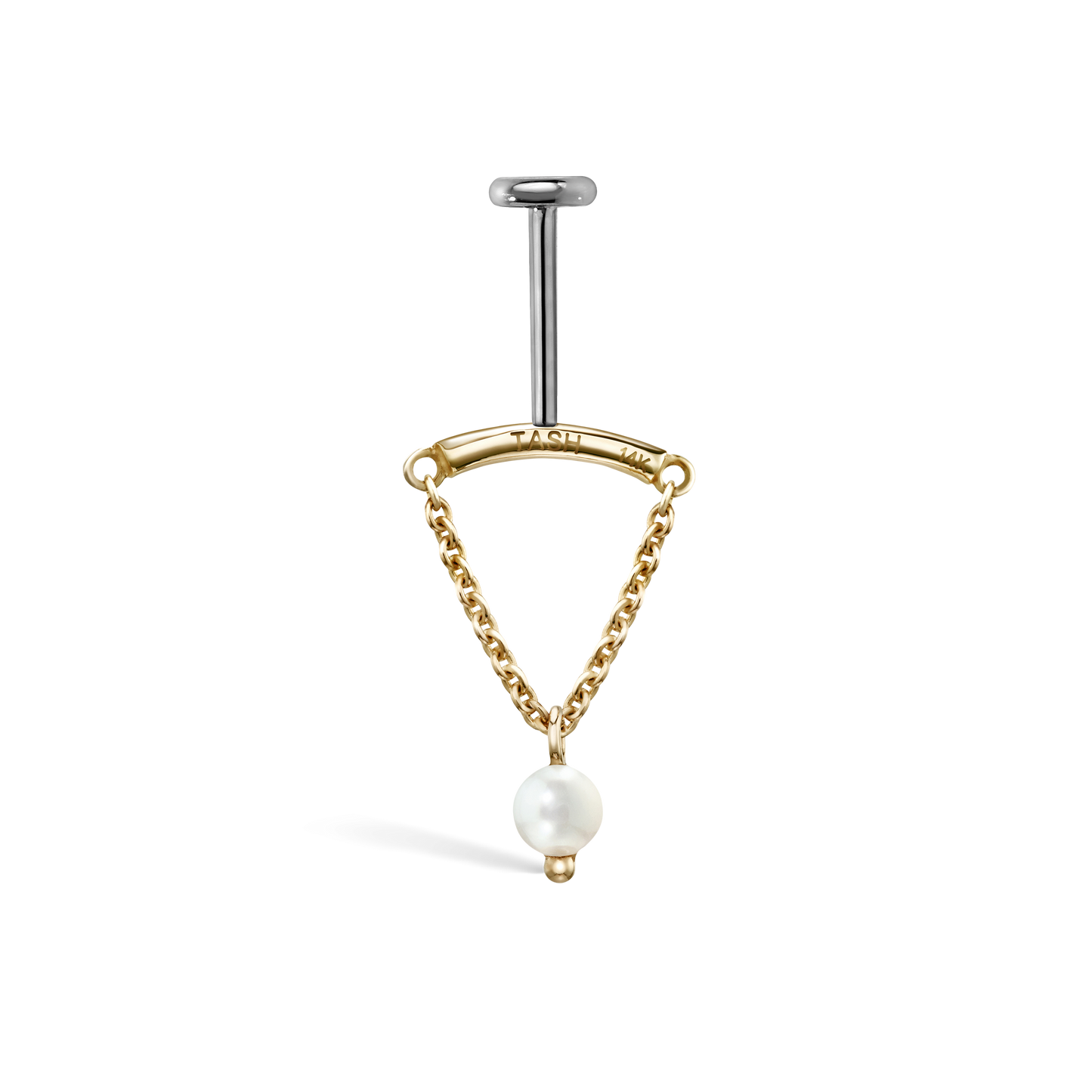 Pearl Drape Threaded Stud Earring With Titanium Backing