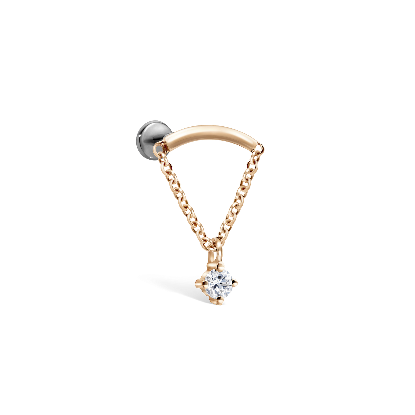 Prong Set Diamond Drape Threaded Stud Earring With Titanium Backing