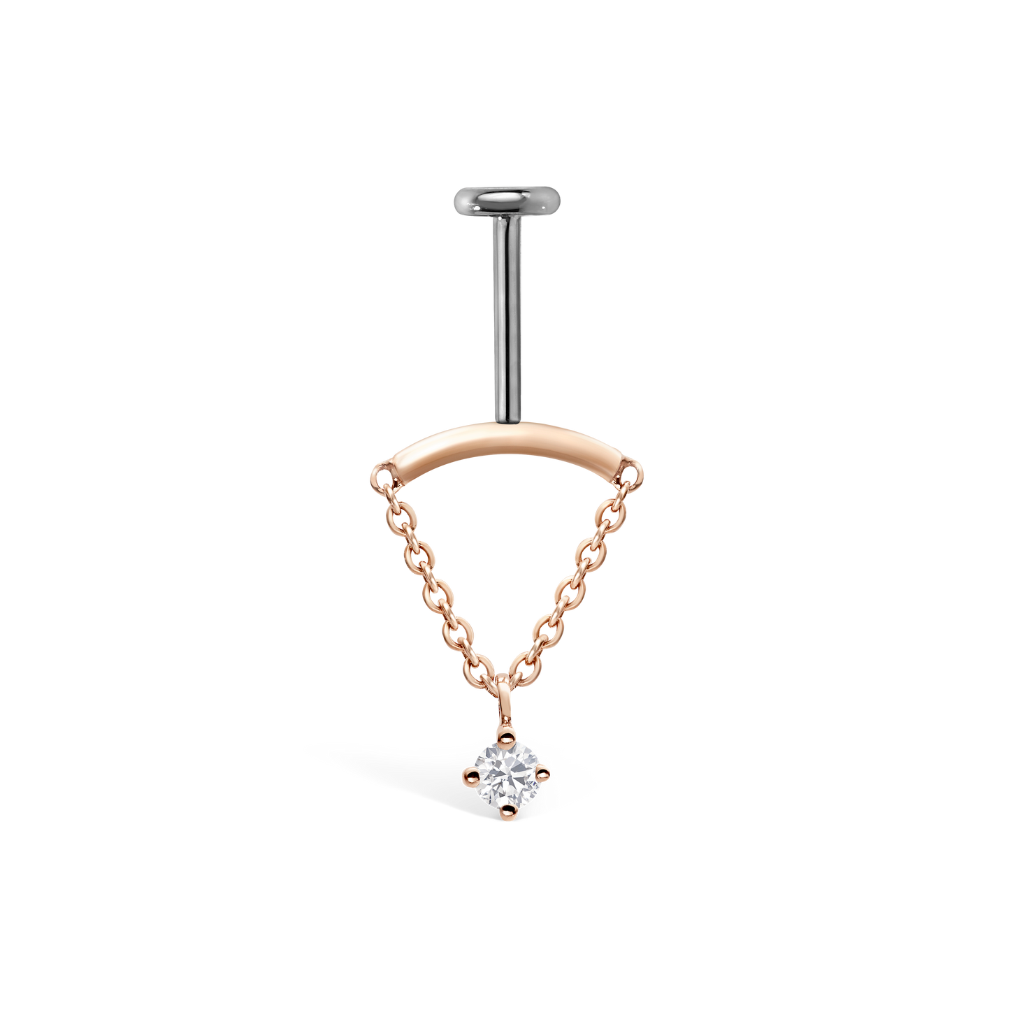 Prong Set Diamond Drape Threaded Stud Earring With Titanium Backing