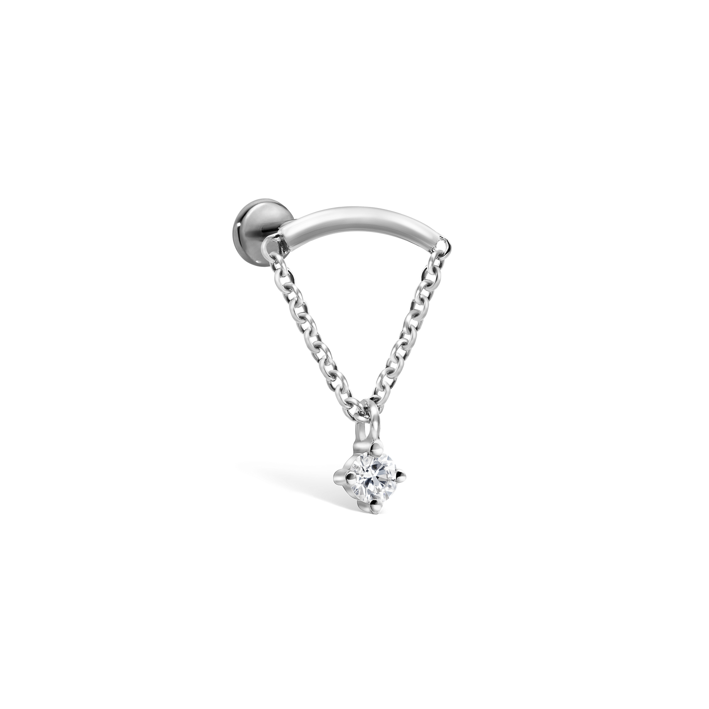 Prong Set Diamond Drape Threaded Stud Earring With Titanium Backing