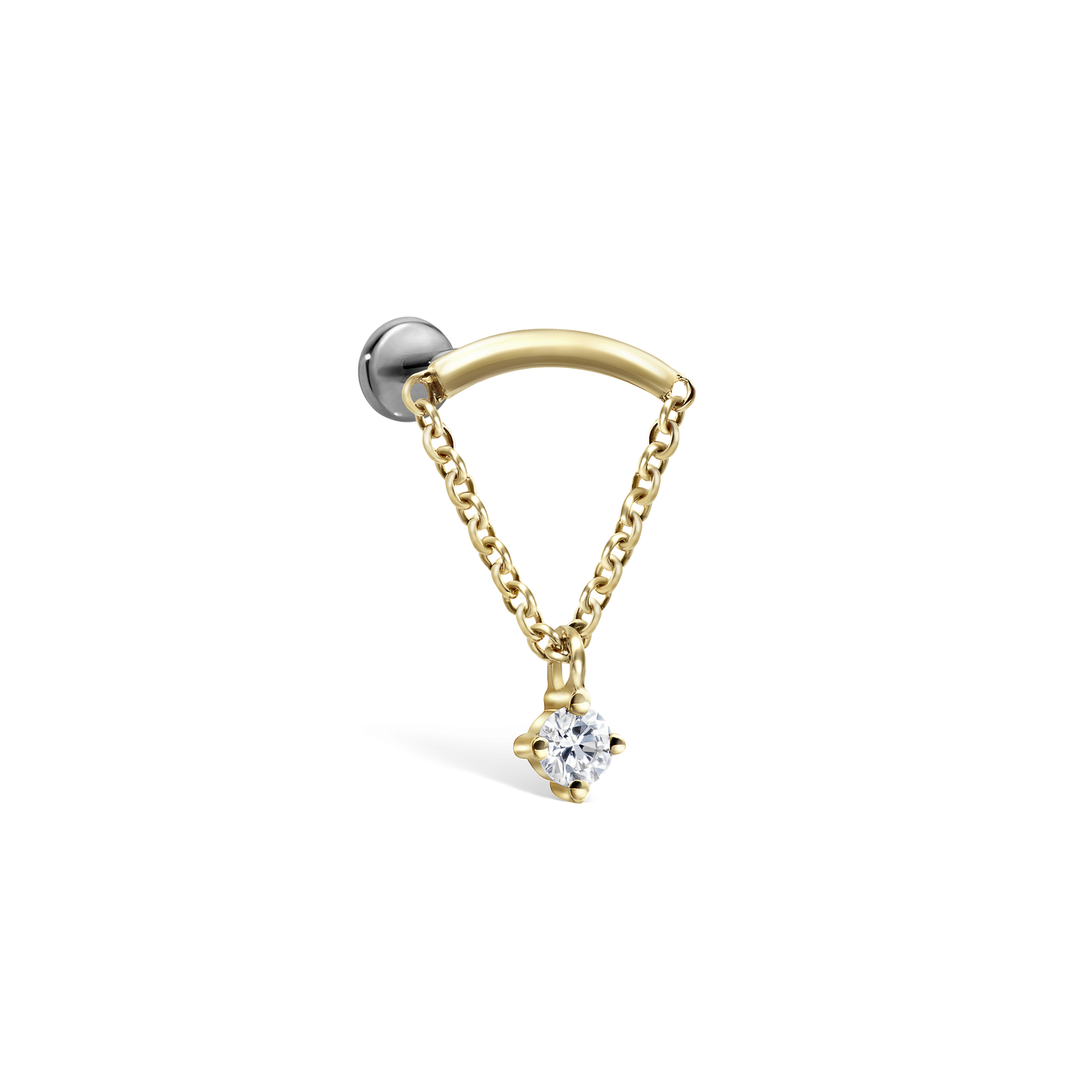 Prong Set Diamond Drape Threaded Stud Earring With Titanium Backing