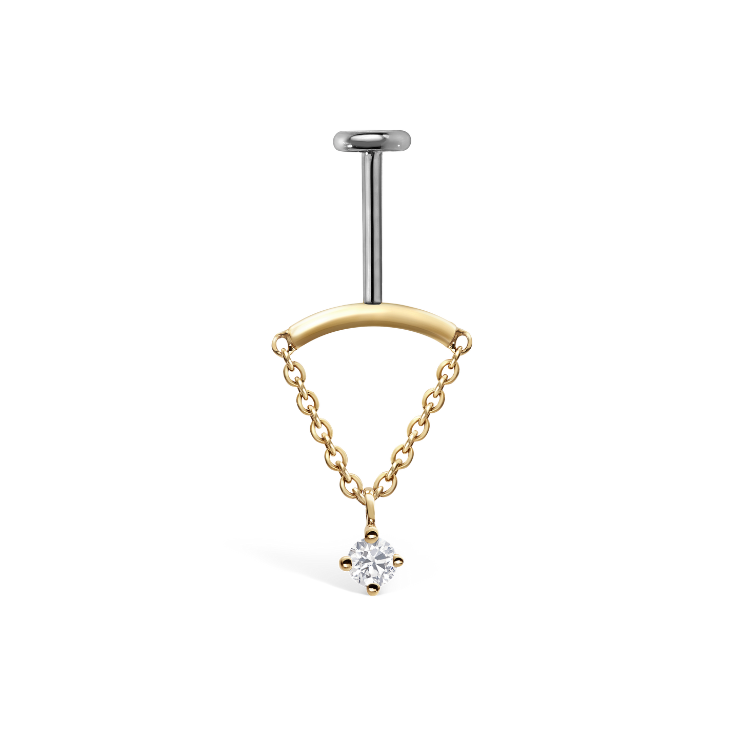 Prong Set Diamond Drape Threaded Stud Earring With Titanium Backing