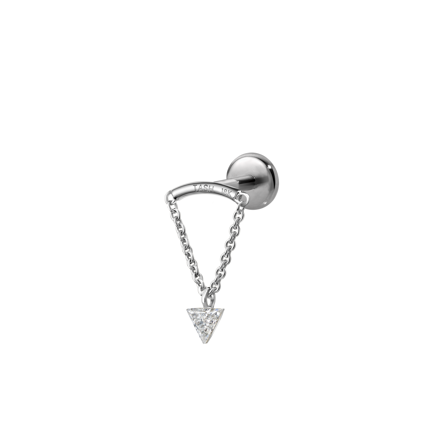 Invisible Set Triangle Diamond Drape Threaded Stud Earring With Titanium Backing