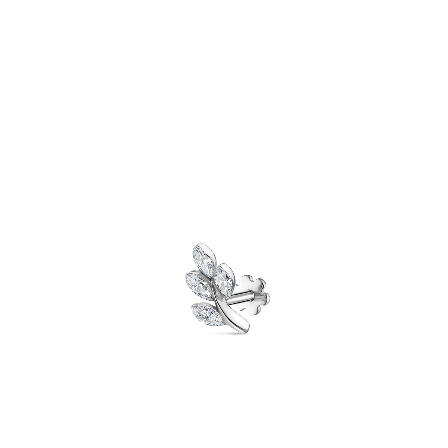 Diamond Vine Threaded Stud Earring With Titanium Backing