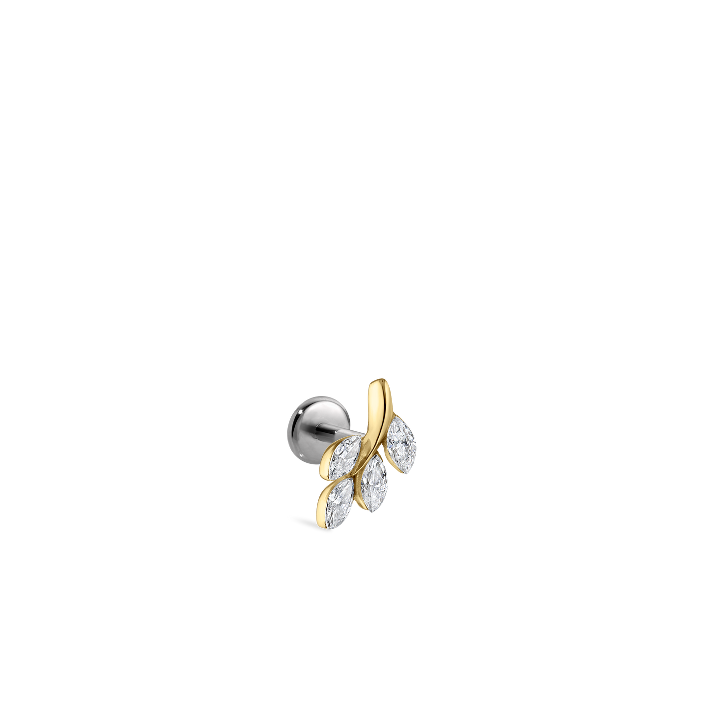 Diamond Vine Threaded Stud Earring With Titanium Backing