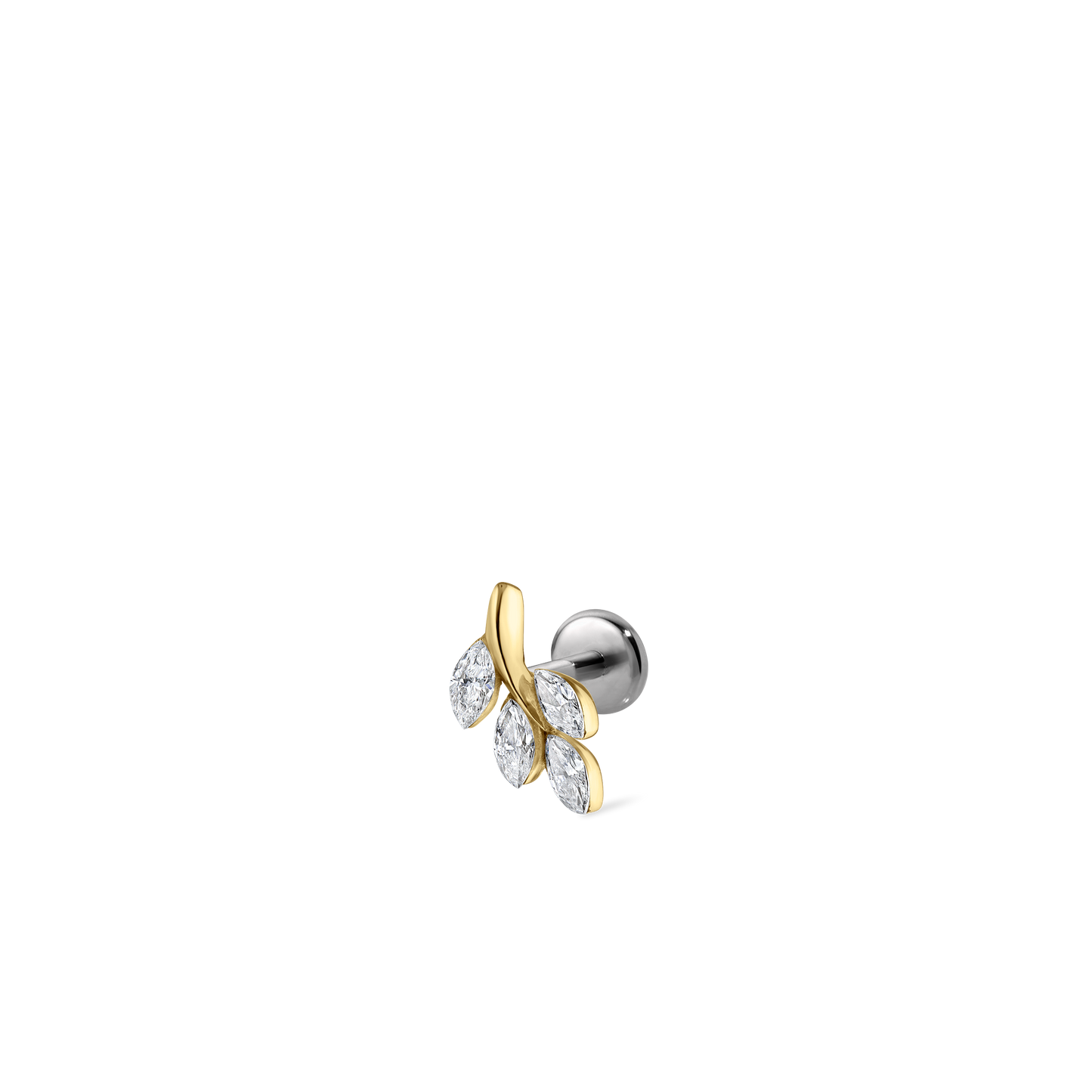 Diamond Vine Threaded Stud Earring With Titanium Backing