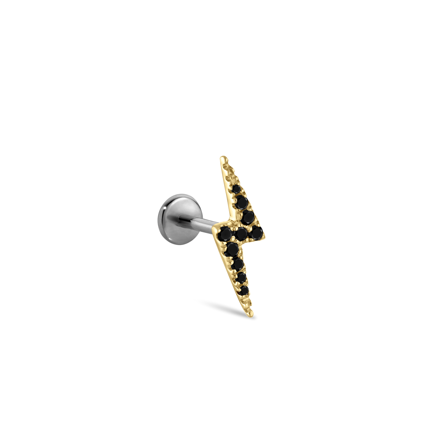 Black Diamond Lightning Bolt Threaded Stud Earring With Titanium Backing