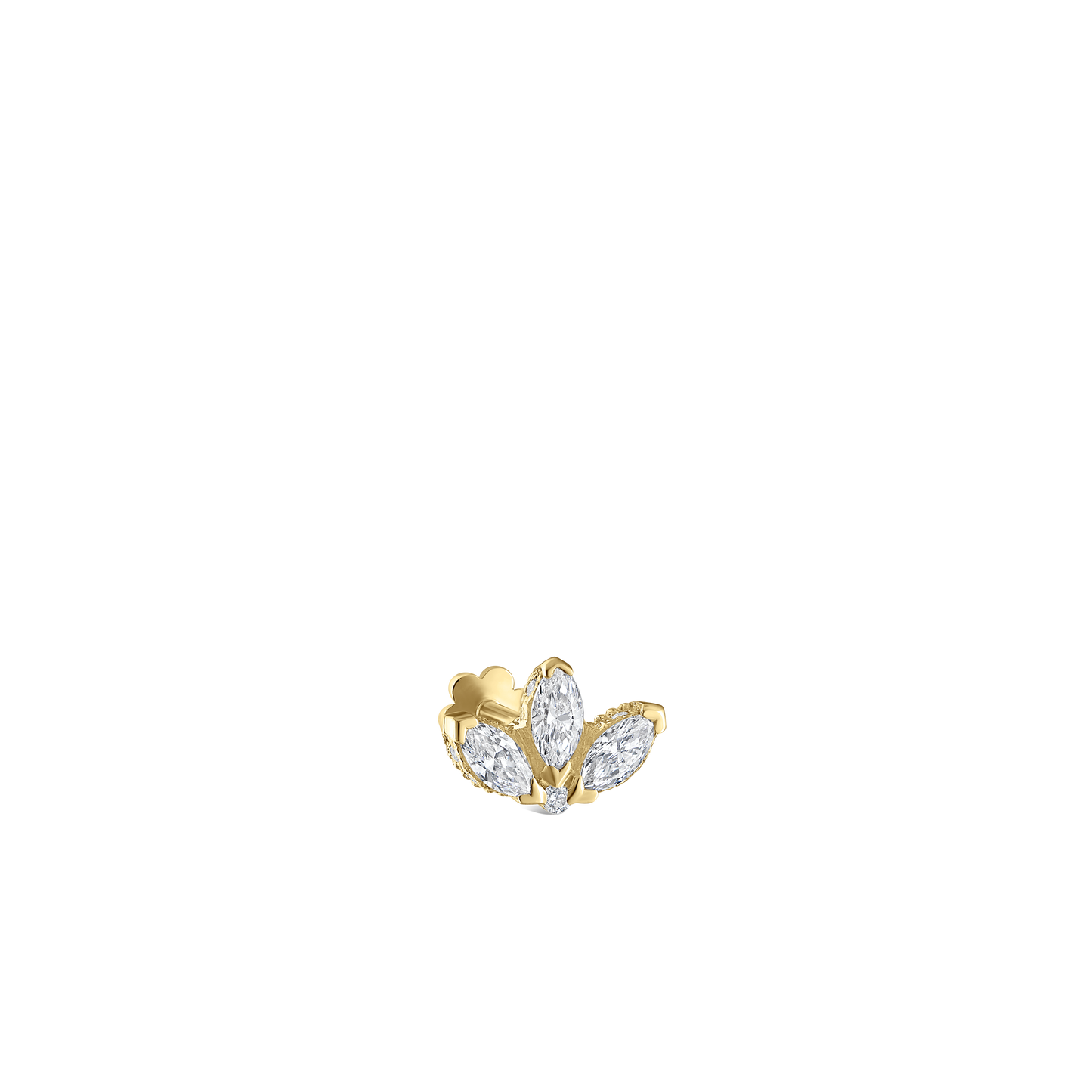 Diamond Engraved Lotus Threaded Stud Earring With Titanium Backing