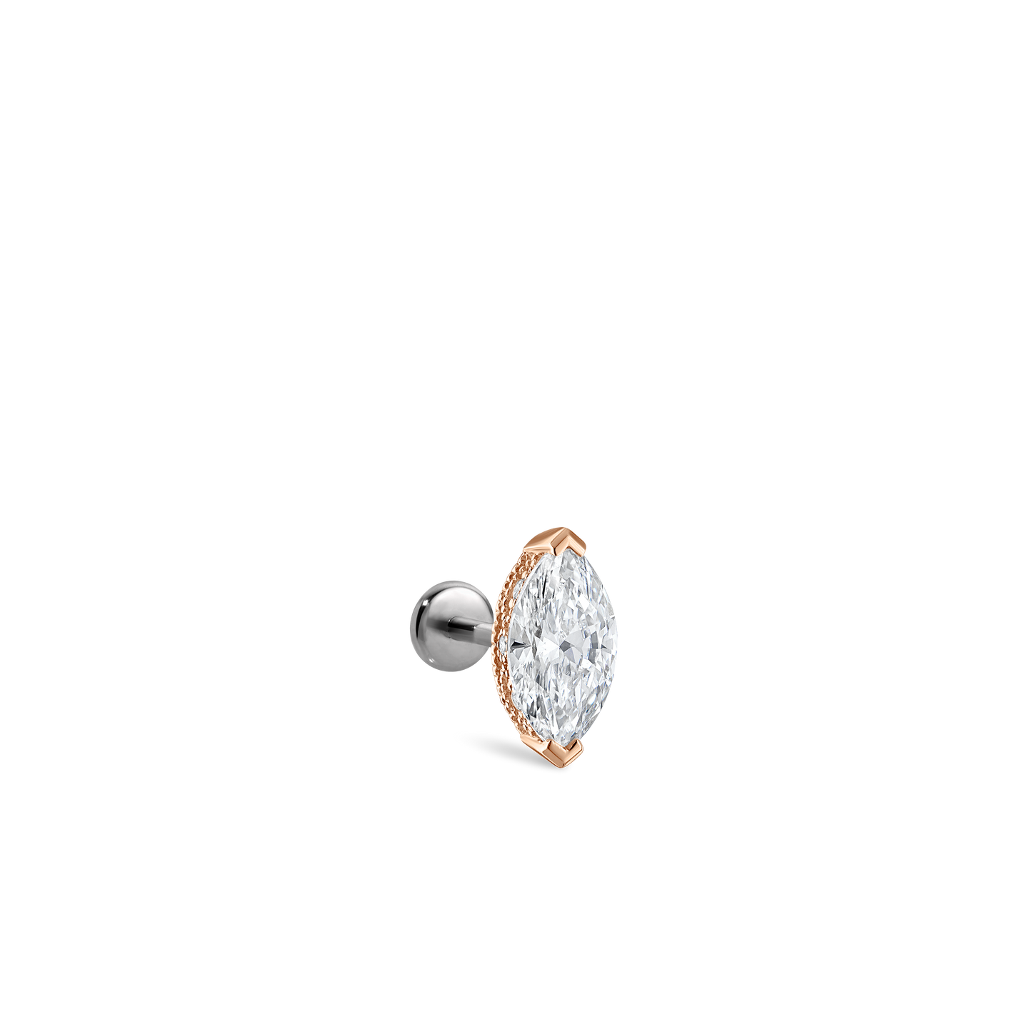 Marquise Diamond Threaded Stud Earring With Titanium Backing
