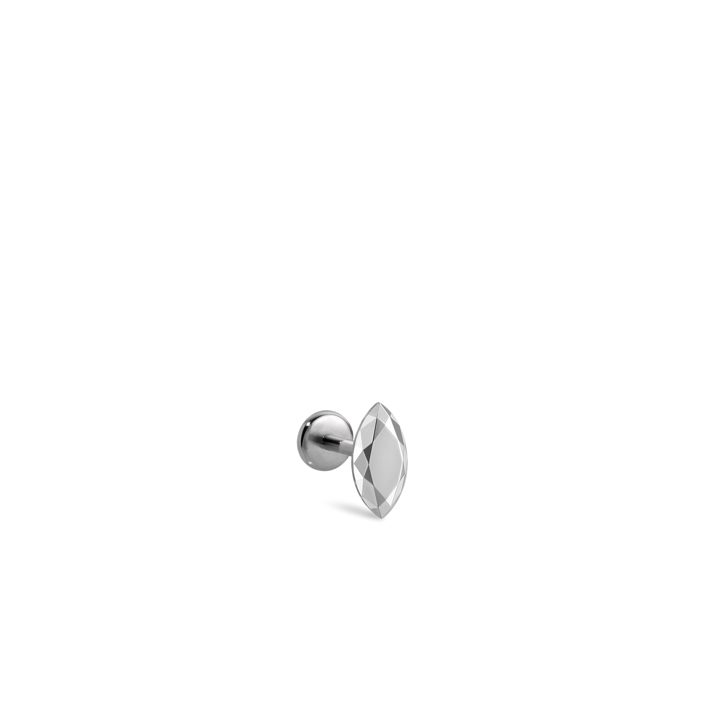 Faceted Gold Marquise Threaded Stud Earring With Titanium Backing