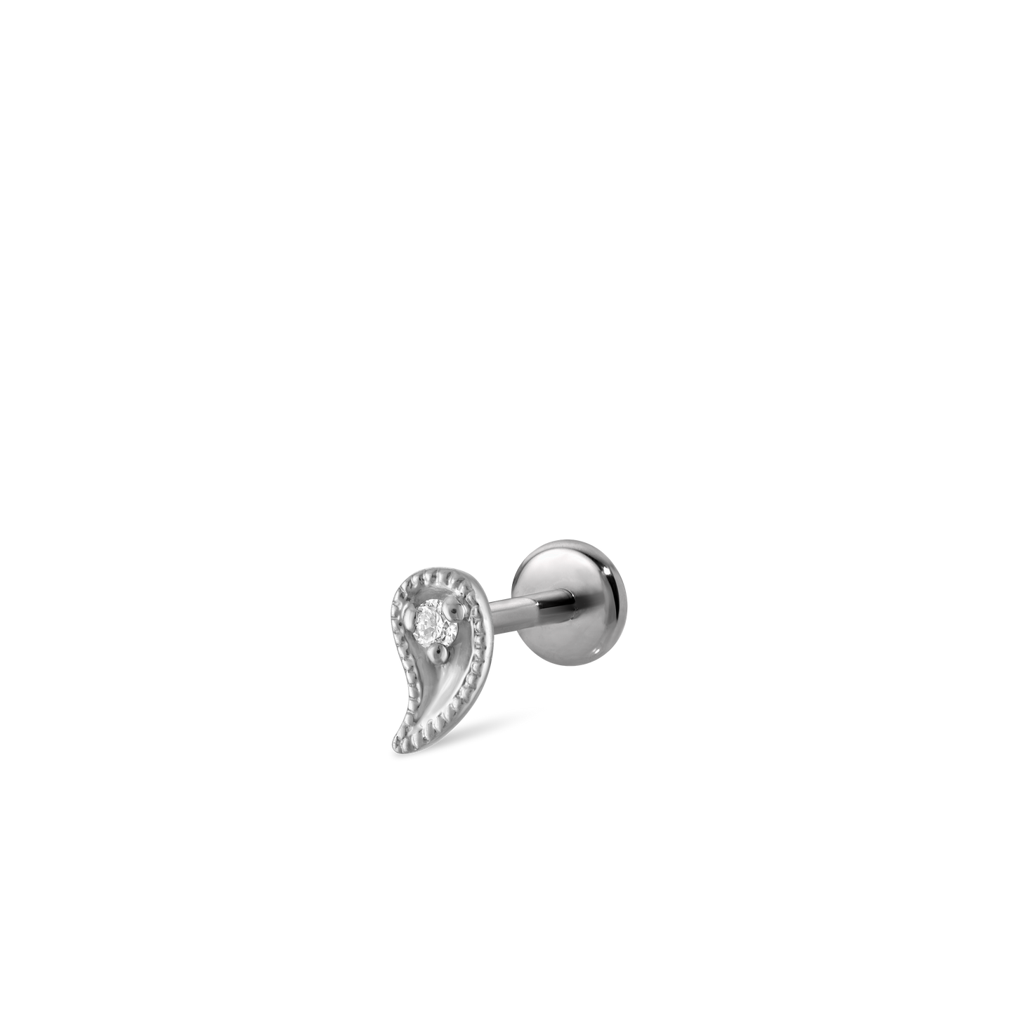 Diamond Paisley Threaded Stud Earring With Titanium Backing
