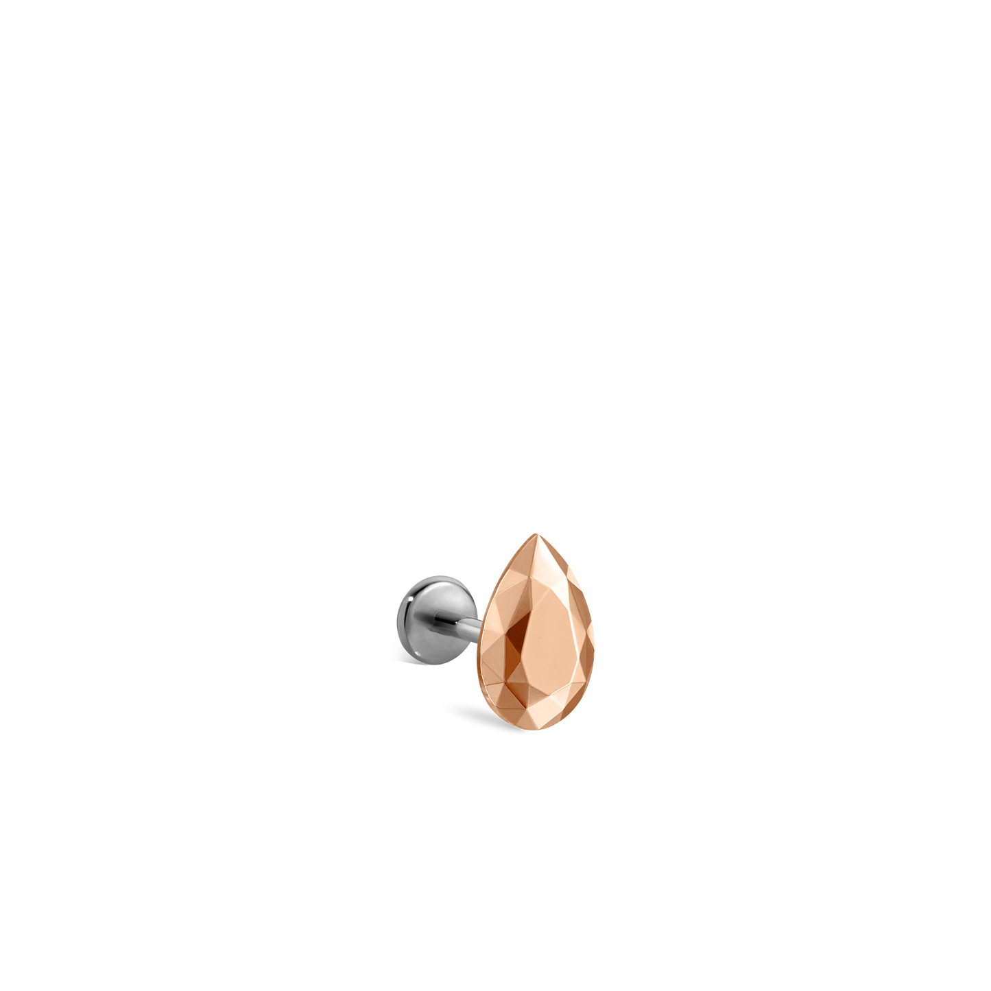 Faceted Gold Pear Threaded Stud Earring With Titanium Backing