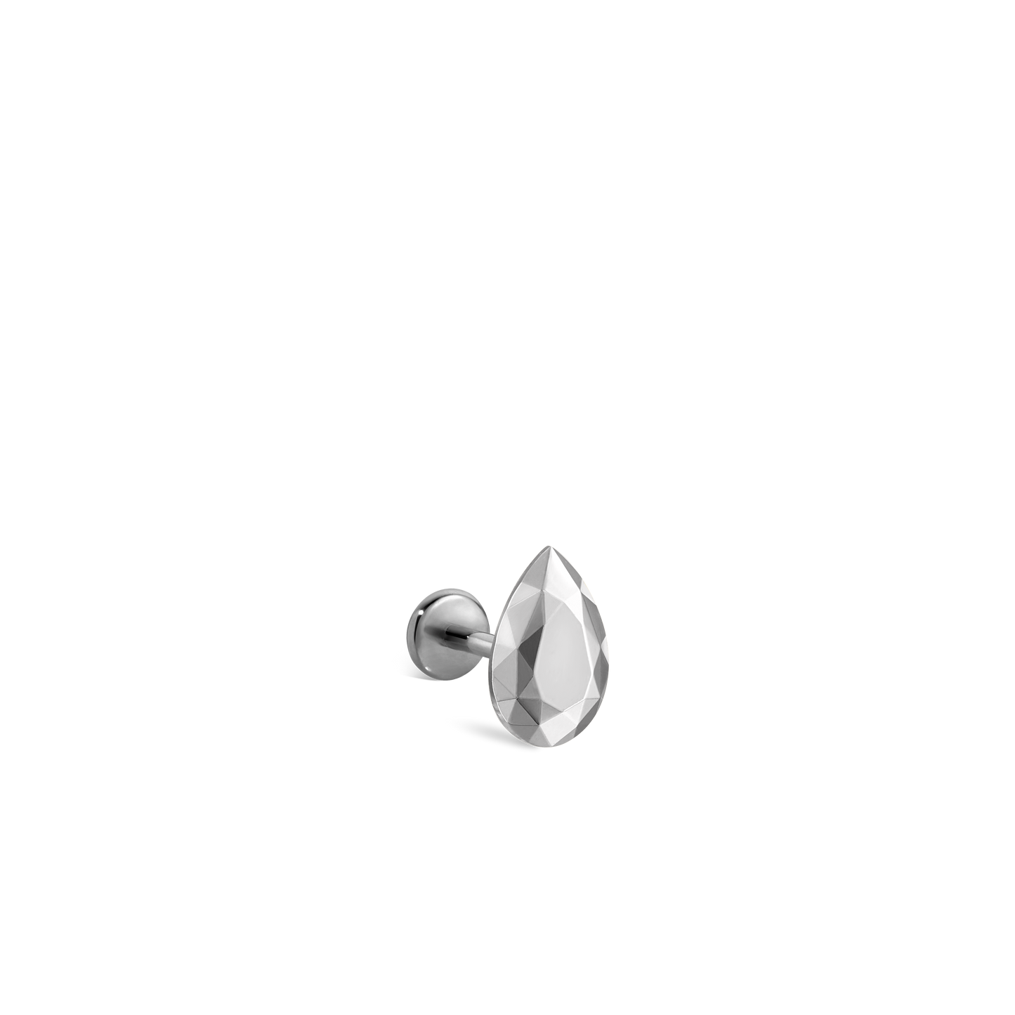 Faceted Gold Pear Threaded Stud Earring With Titanium Backing