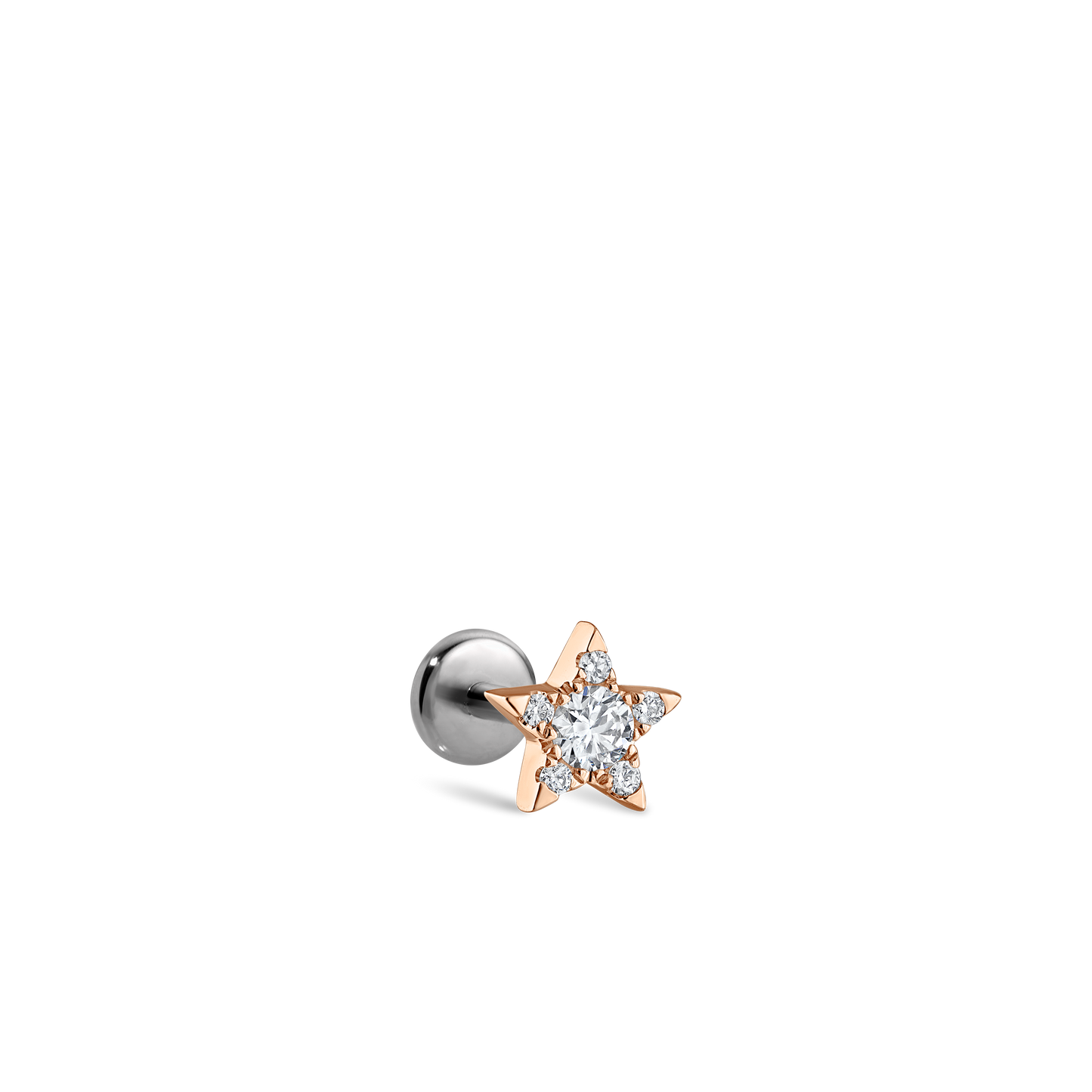 Diamond Star Threaded Stud Earring With Titanium Backing