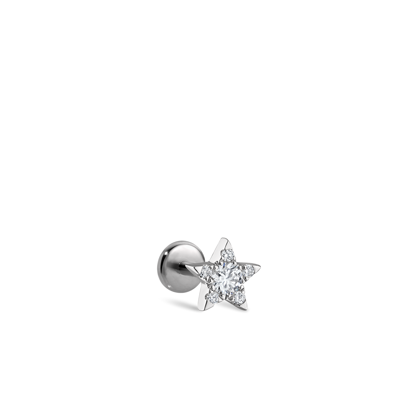 Diamond Star Threaded Stud Earring With Titanium Backing