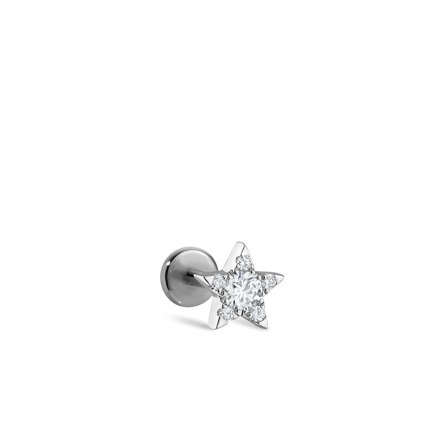 Diamond Star Threaded Stud Earring With Titanium Backing