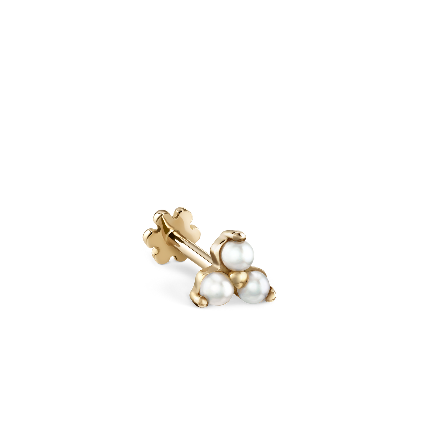 Pearl Trinity Threaded Stud Earring With Titanium Backing