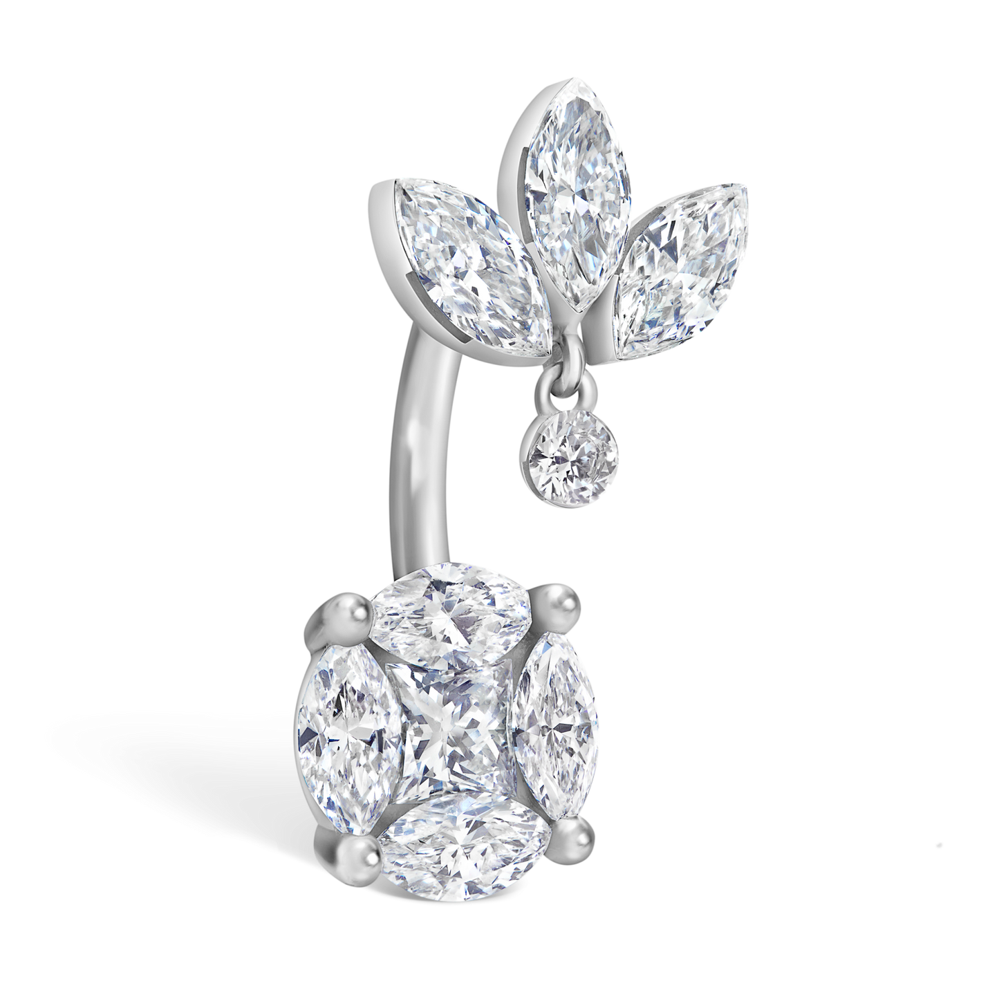 Diamond Lotus and Cluster Navel Barbell