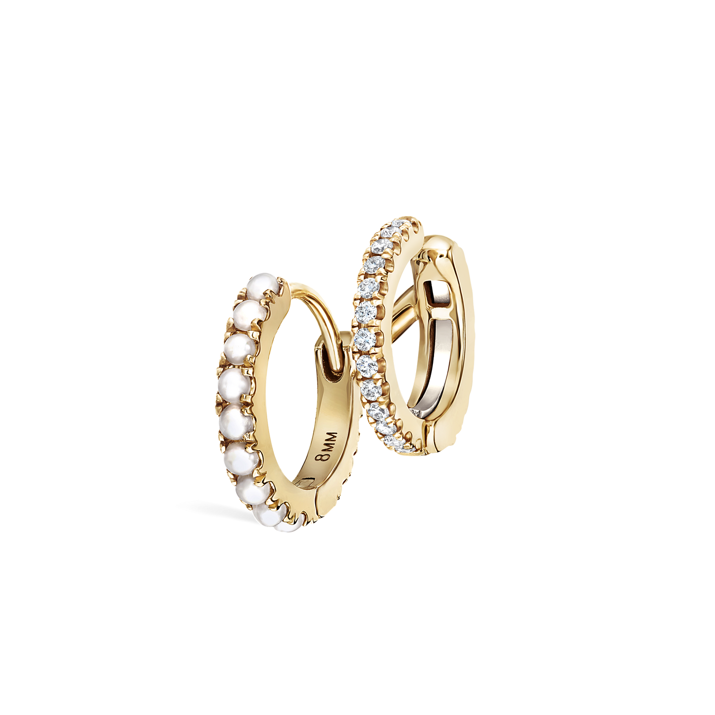 Pearl and Diamond Double Eternity Linked Hoop Earring and Cuff