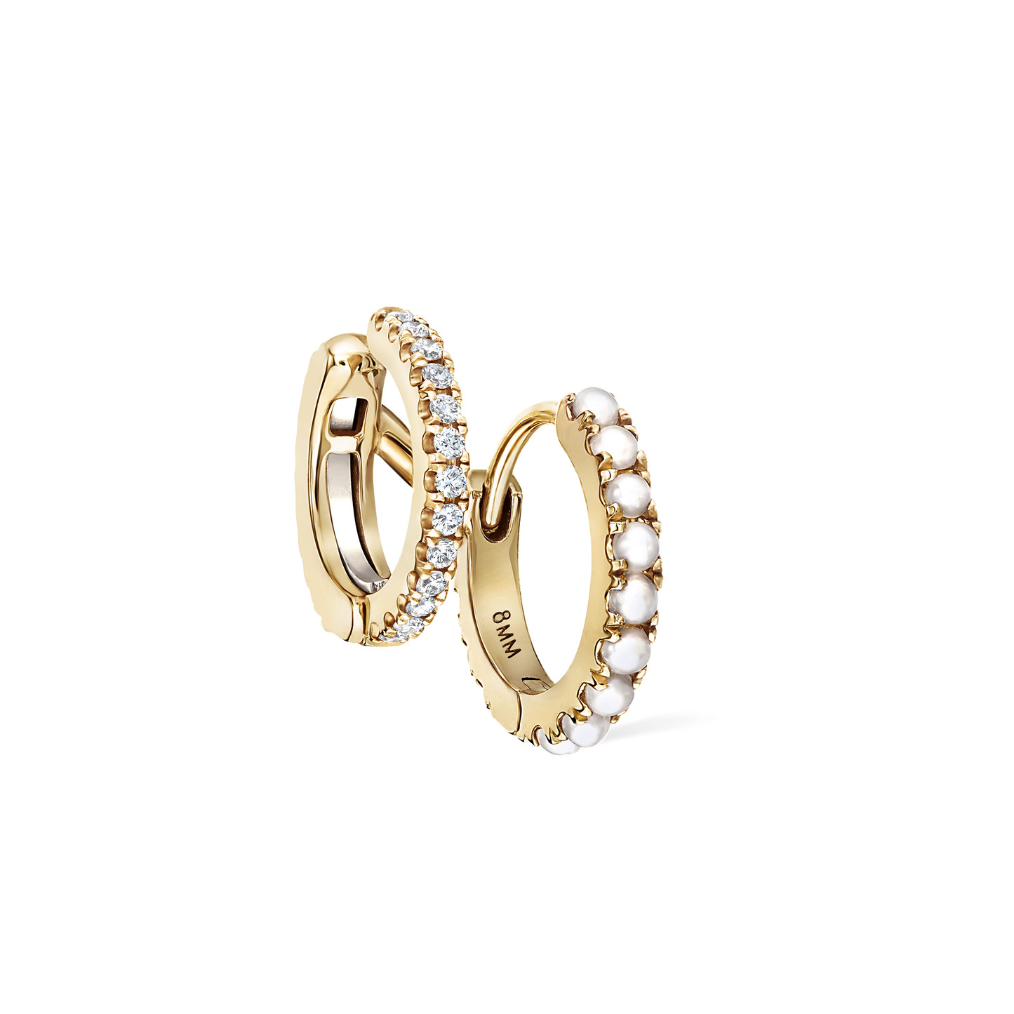 Pearl and Diamond Double Eternity Linked Hoop Earring and Cuff