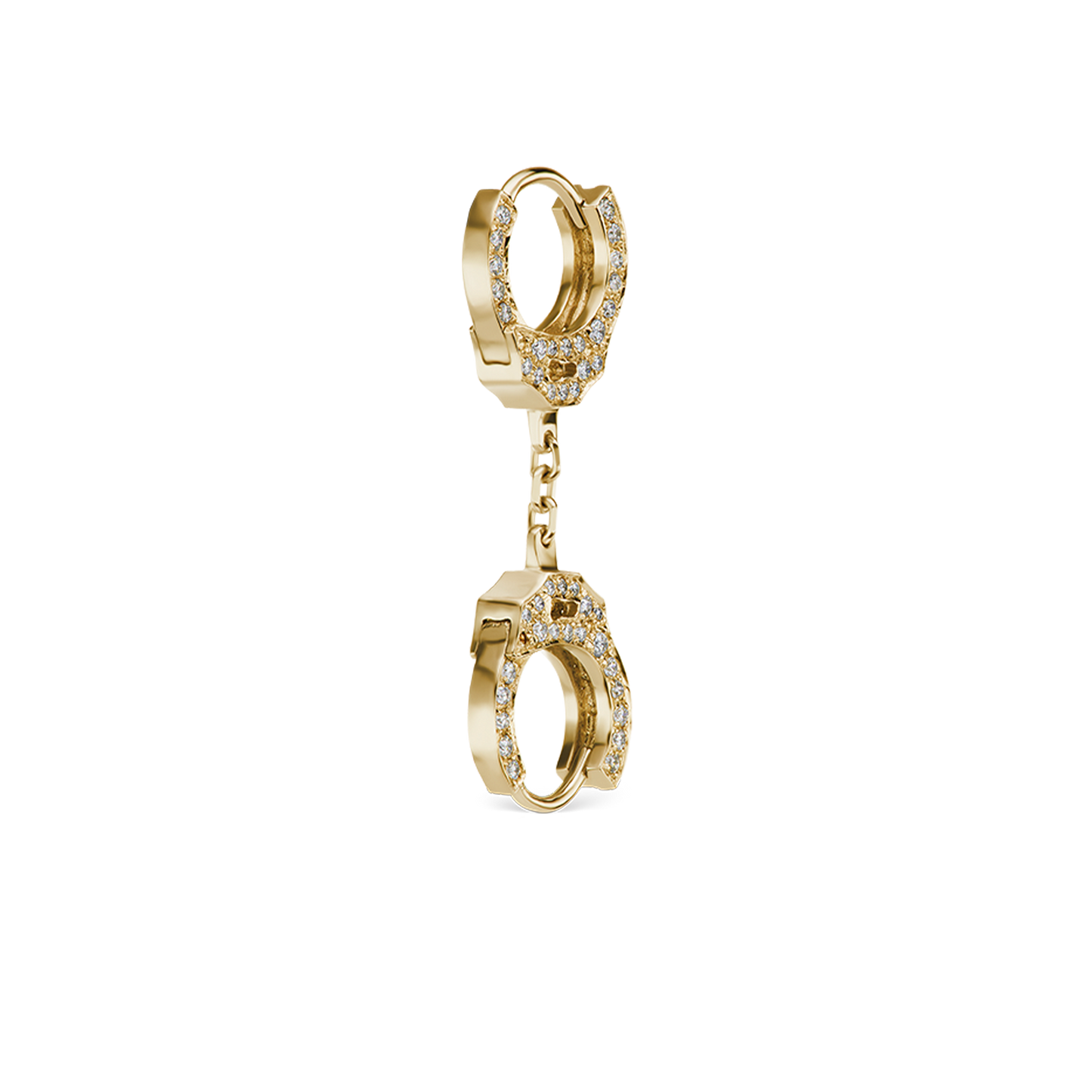 Double-sided Diamond Handcuff Hoop Earring with Short Chain
