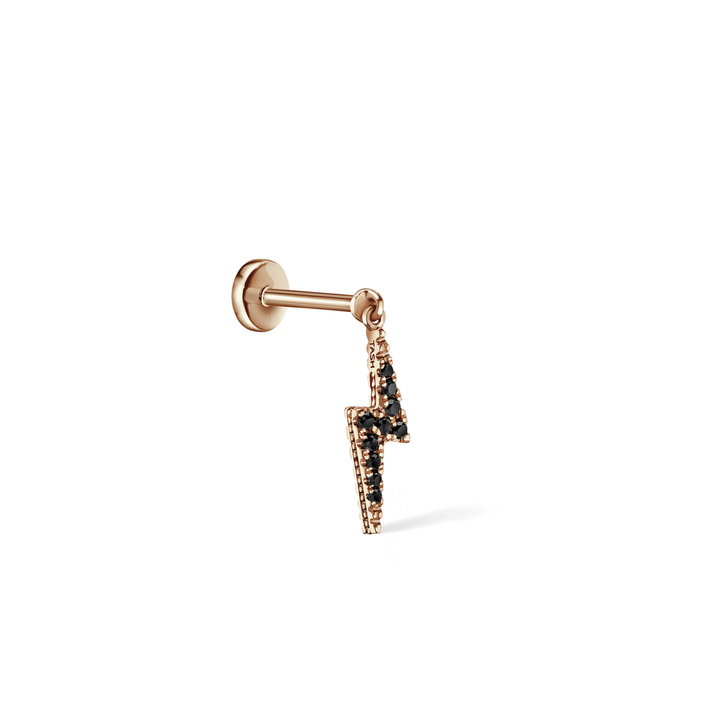 White and Black Diamond Lightning Bolt Threaded Charm Earring