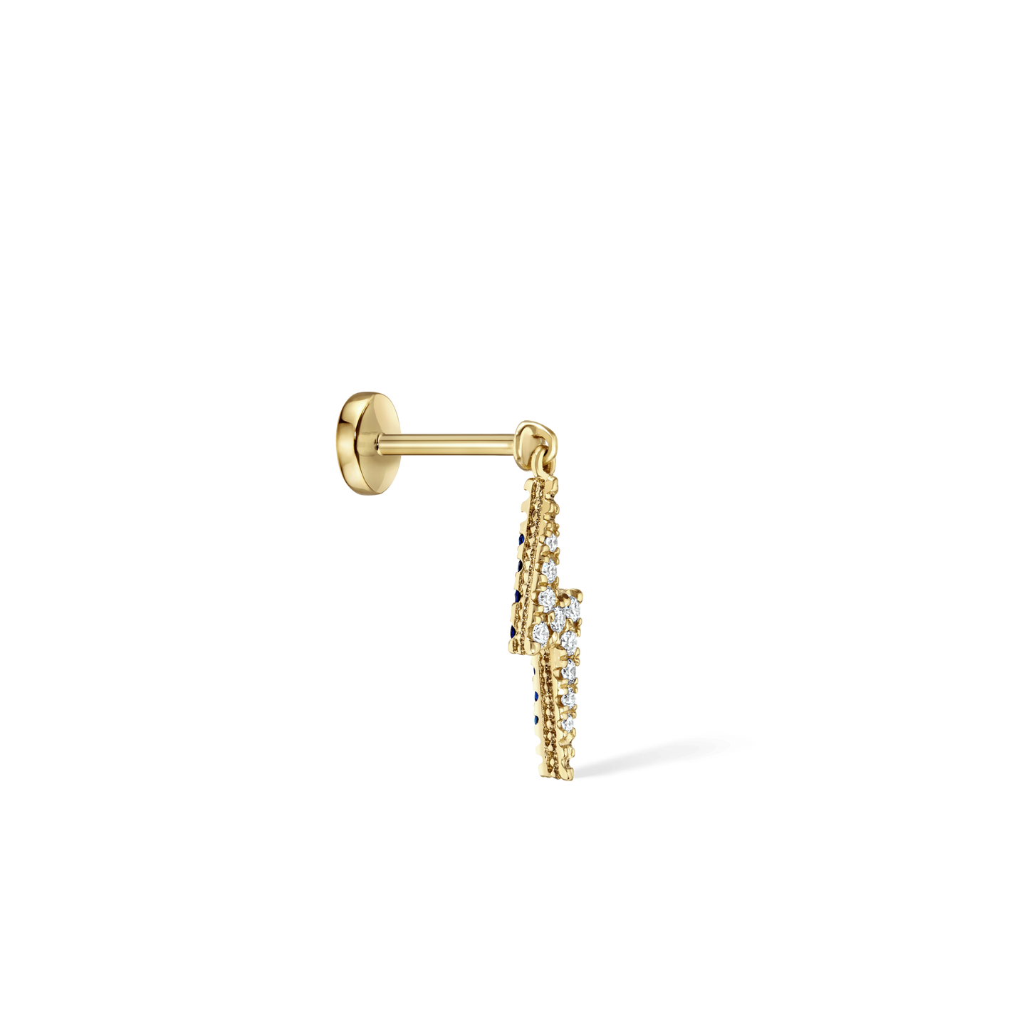 Diamond and Sapphire Lightning Bolt Threaded Charm Earring