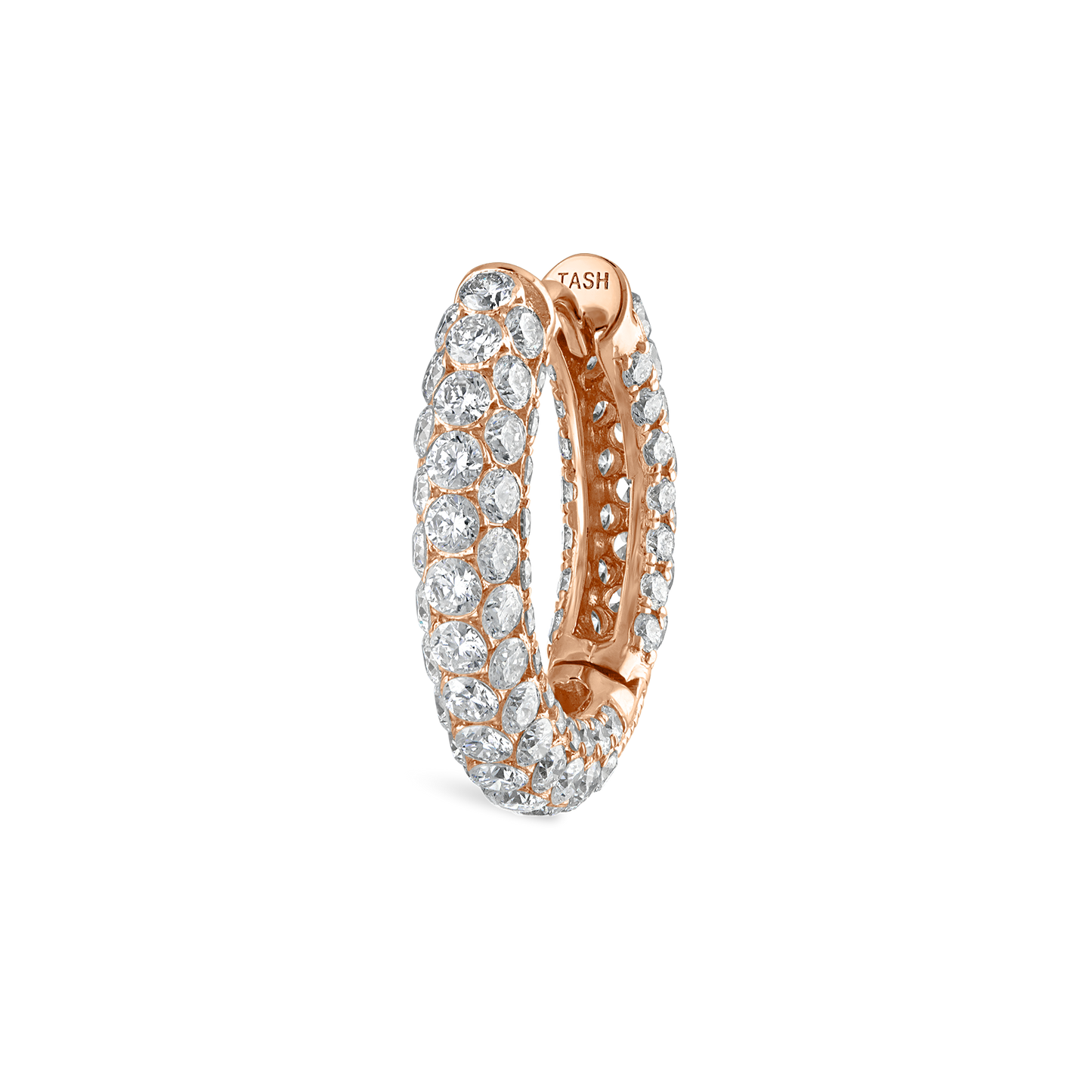 Invisible Set Diamond Three Row Pavé Hoop Earring
