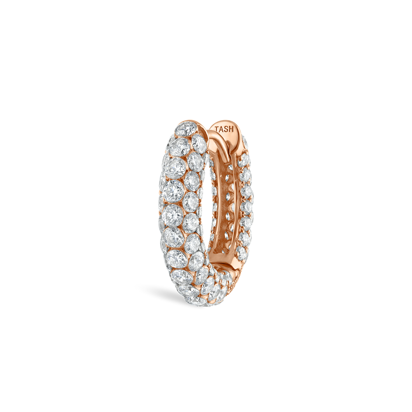 Invisible Set Diamond Three Row Pavé Hoop Earring