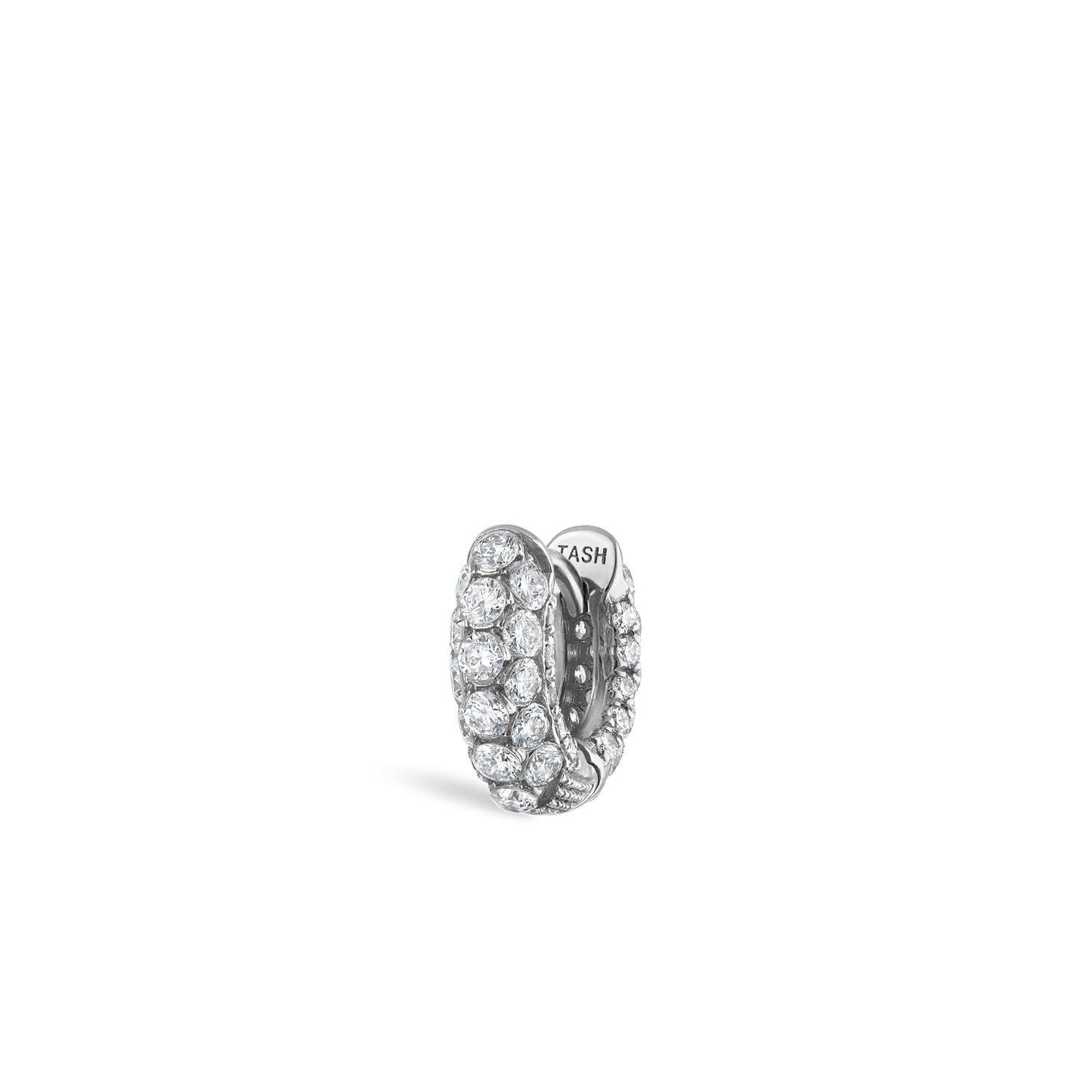 Invisible Set Diamond Three Row Pavé Hoop Earring