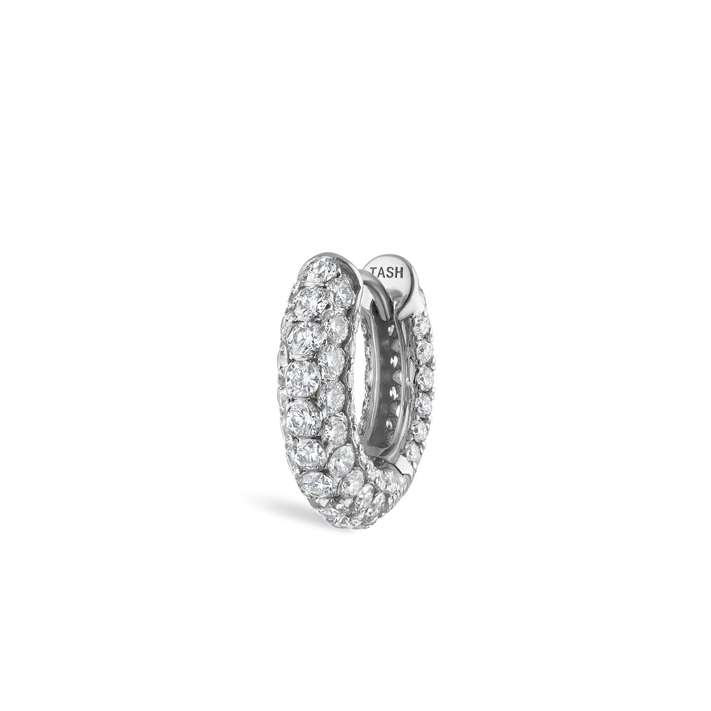 Invisible Set Diamond Three Row Pavé Hoop Earring