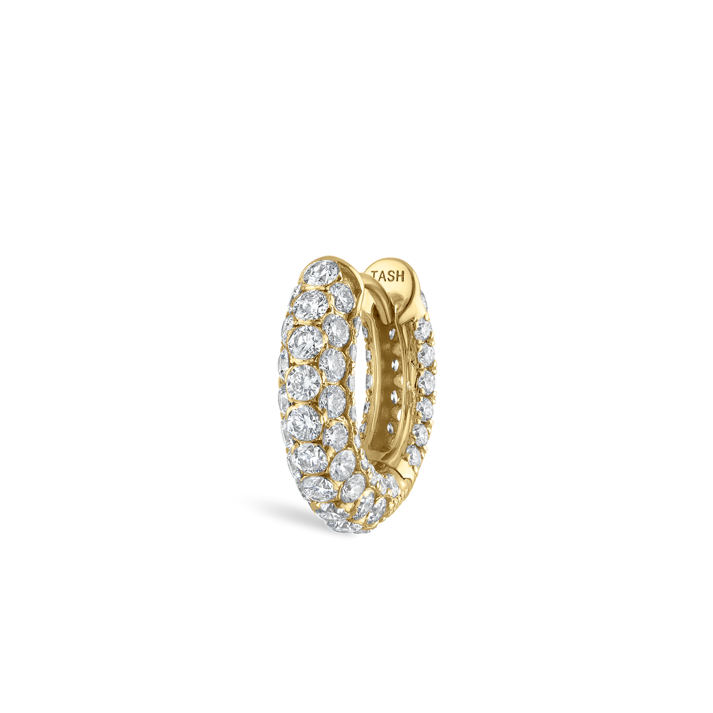 Invisible Set Diamond Three Row Pavé Hoop Earring