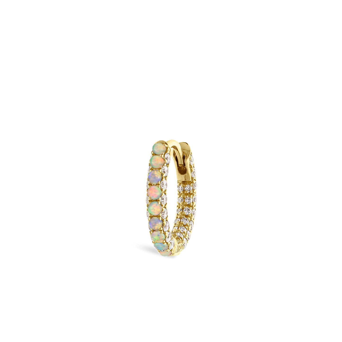 Opal and Diamond Pavé Hoop Earring (Bottom Hinge)