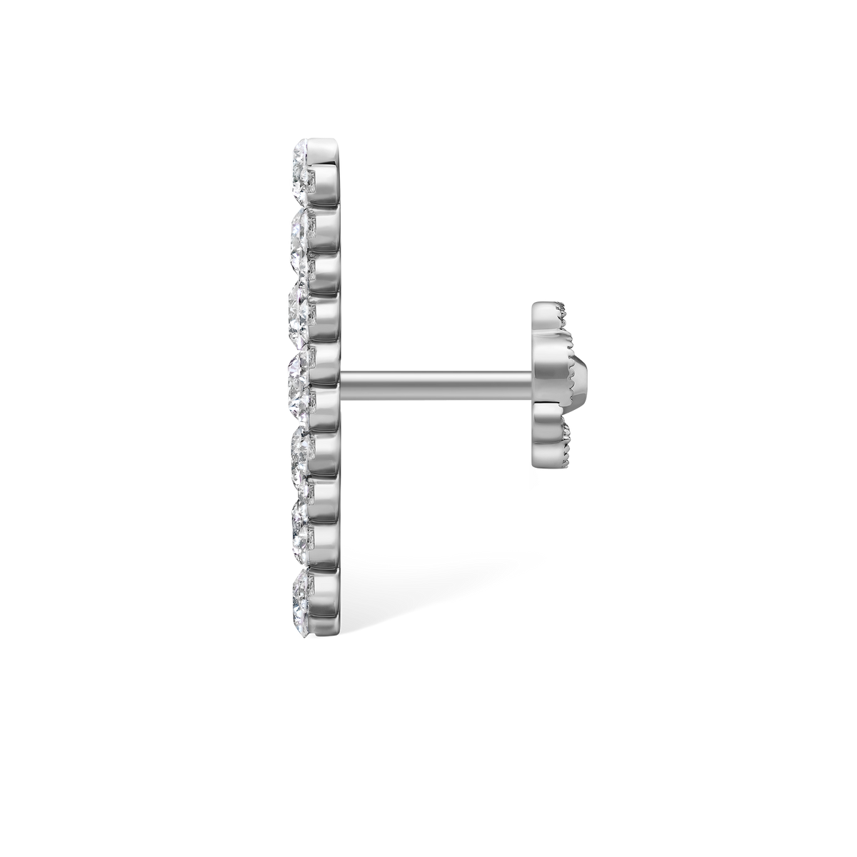 Invisible Set Diamond Apsara Bar Threaded Stud Earring