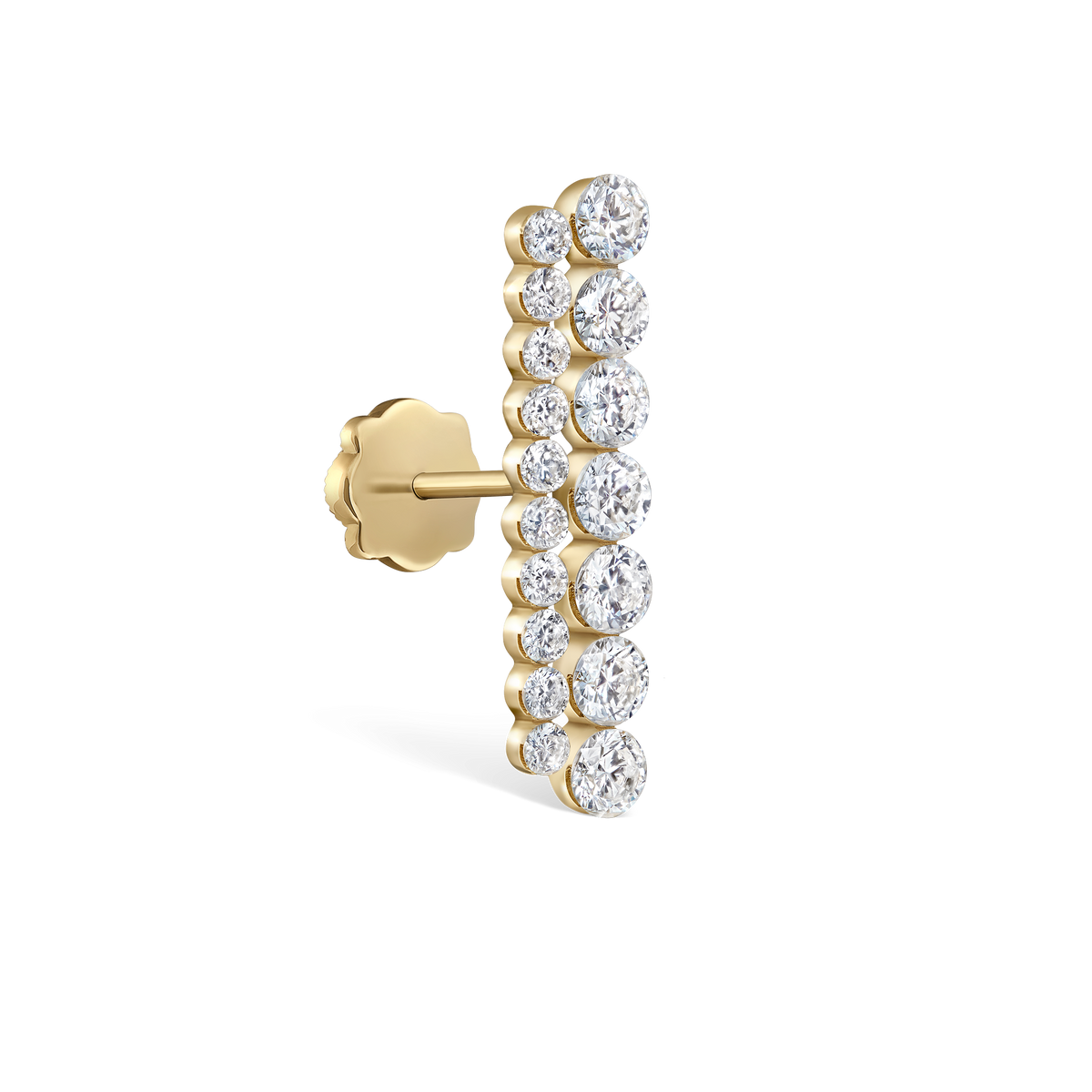 Invisible Set Diamond Apsara Bar Threaded Stud Earring