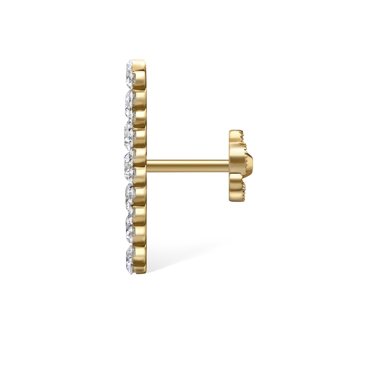 Invisible Set Diamond Apsara Bar Threaded Stud Earring